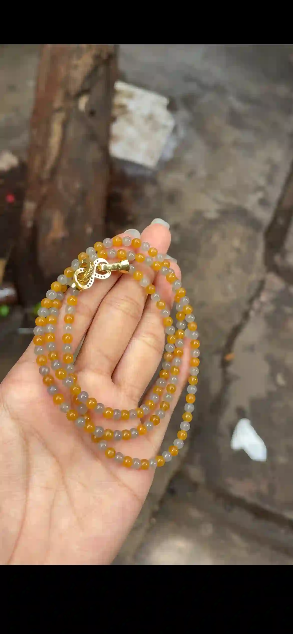 Sunset Honey & Icy White Jadeite Double-Strand Bracelet, view 2 | Myanmar Jadeite reference #16380001