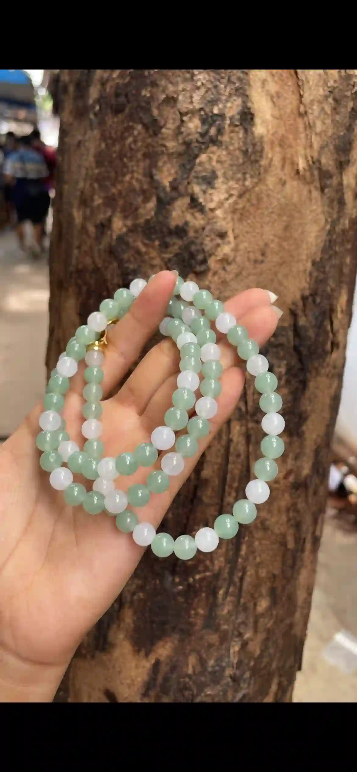  Two‑Tone Icy White & Pale Celadon Jadeite Multi‑Wrap Strand | Myanmar Jadeite reference #9300001