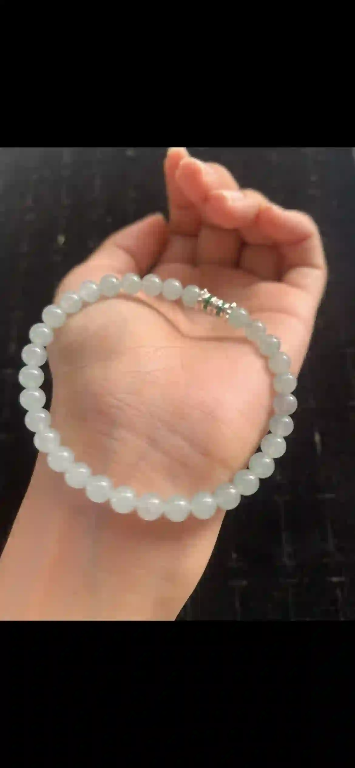 Premium Icy Translucent Pale Jadeite Beaded Bracelet with Decorative Accent | Myanmar Jadeite reference #24150001