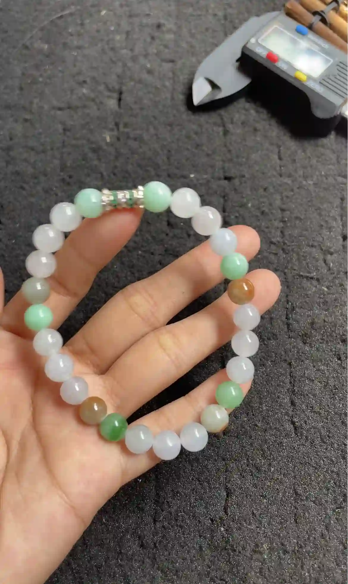 Multicolor Natural Jade Beaded Bracelet | Myanmar Jadeite reference #2280005