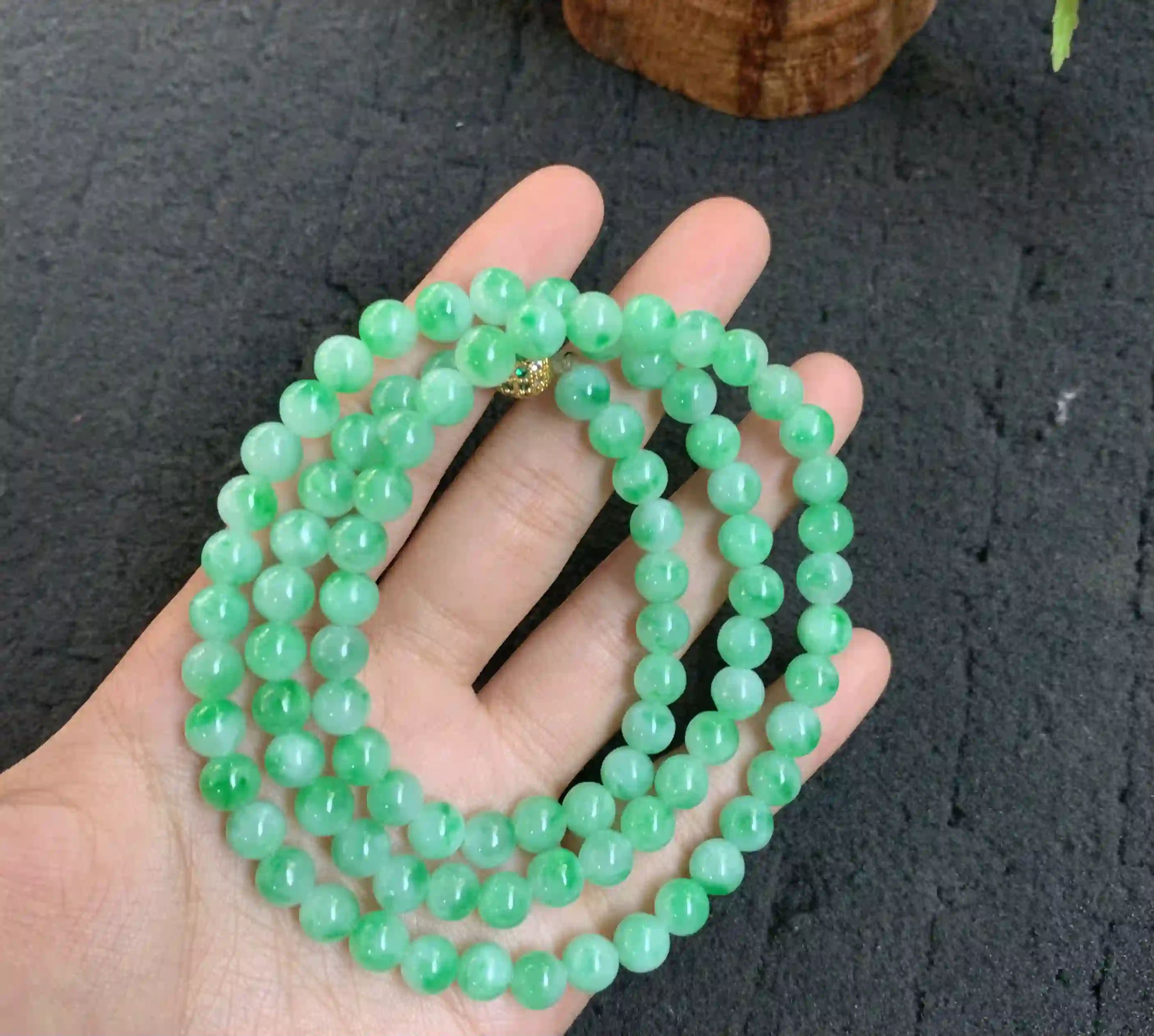 Vivid Green Jade Beaded Multi-strand Bracelet/Necklace, view 2 | Myanmar Jadeite reference #270002