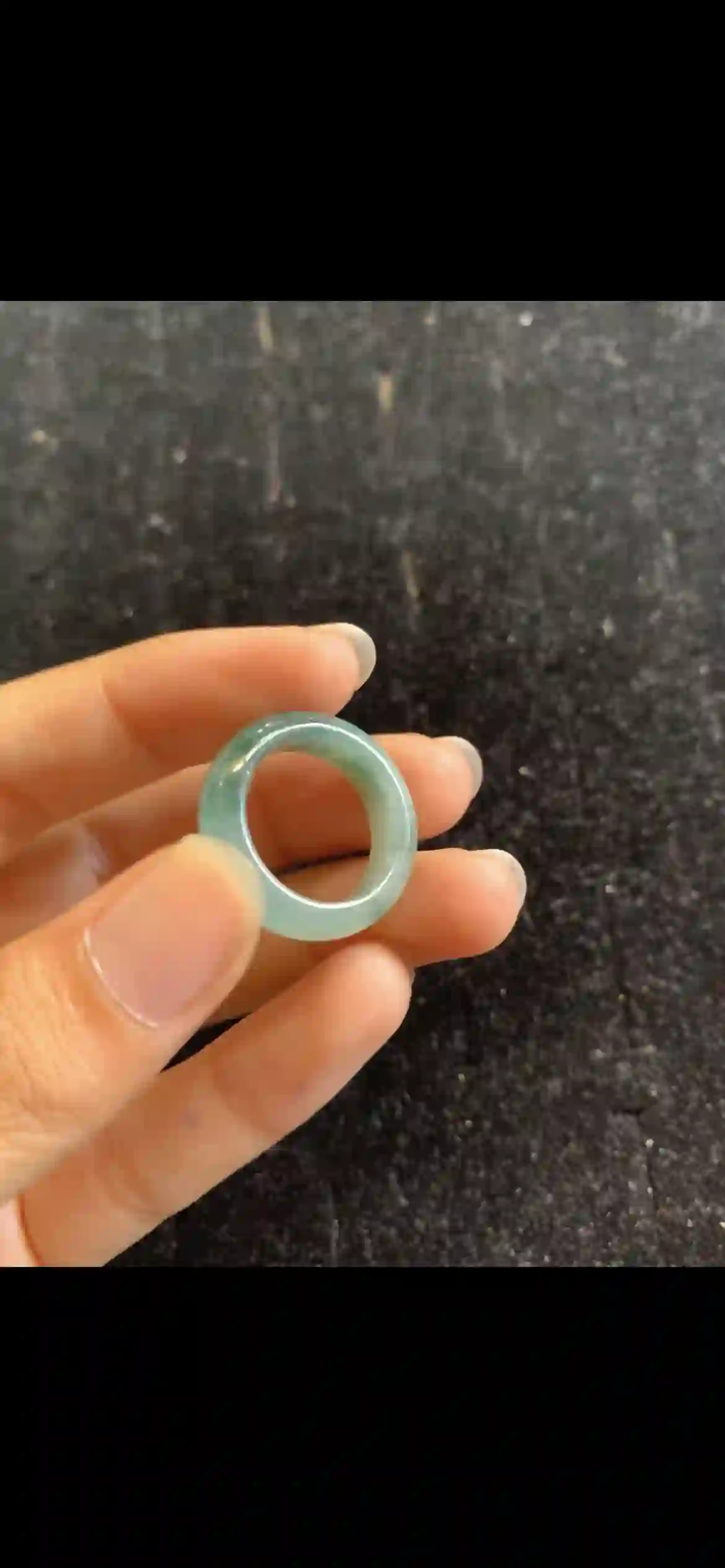 Icy Floating Flower Green Jadeite Band Ring, view 2 | Myanmar Jadeite reference #23760001