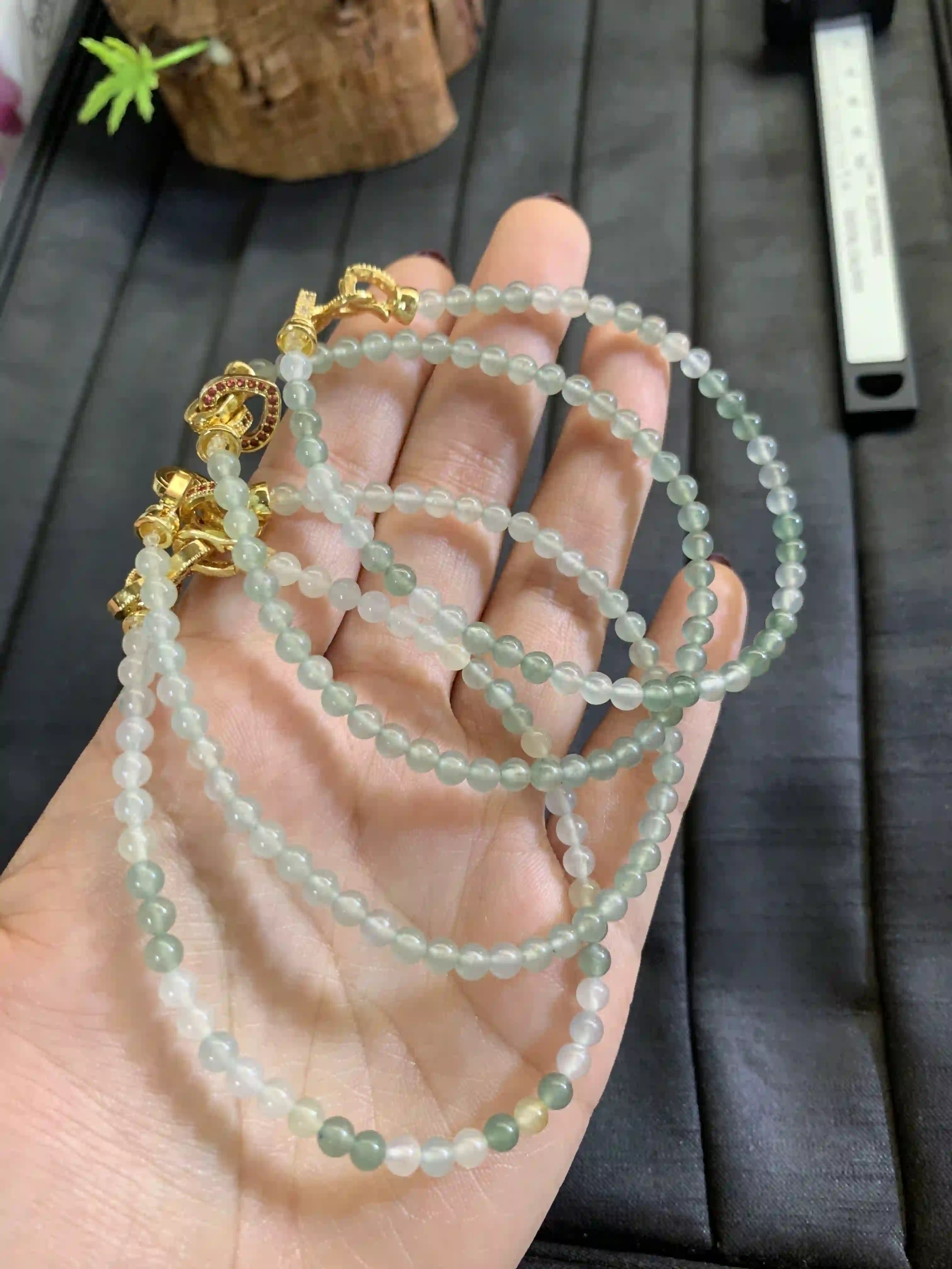 Icy Floating Flower Jade Multi-Strand Necklace, view 2 | Myanmar Jadeite reference #2730005