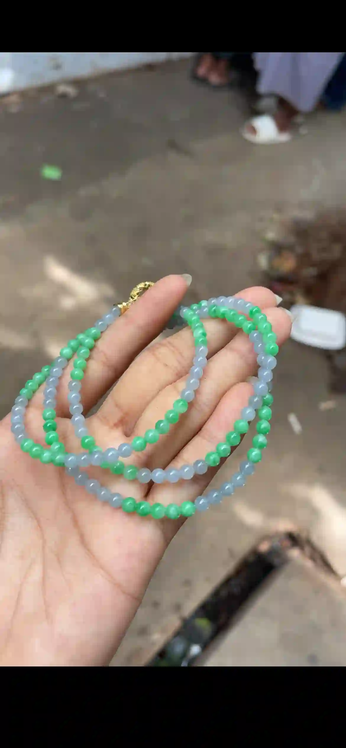 Dual-Tone Icy Green & White Jadeite Multi-Wrap Bracelet | Myanmar Jadeite reference #12030001
