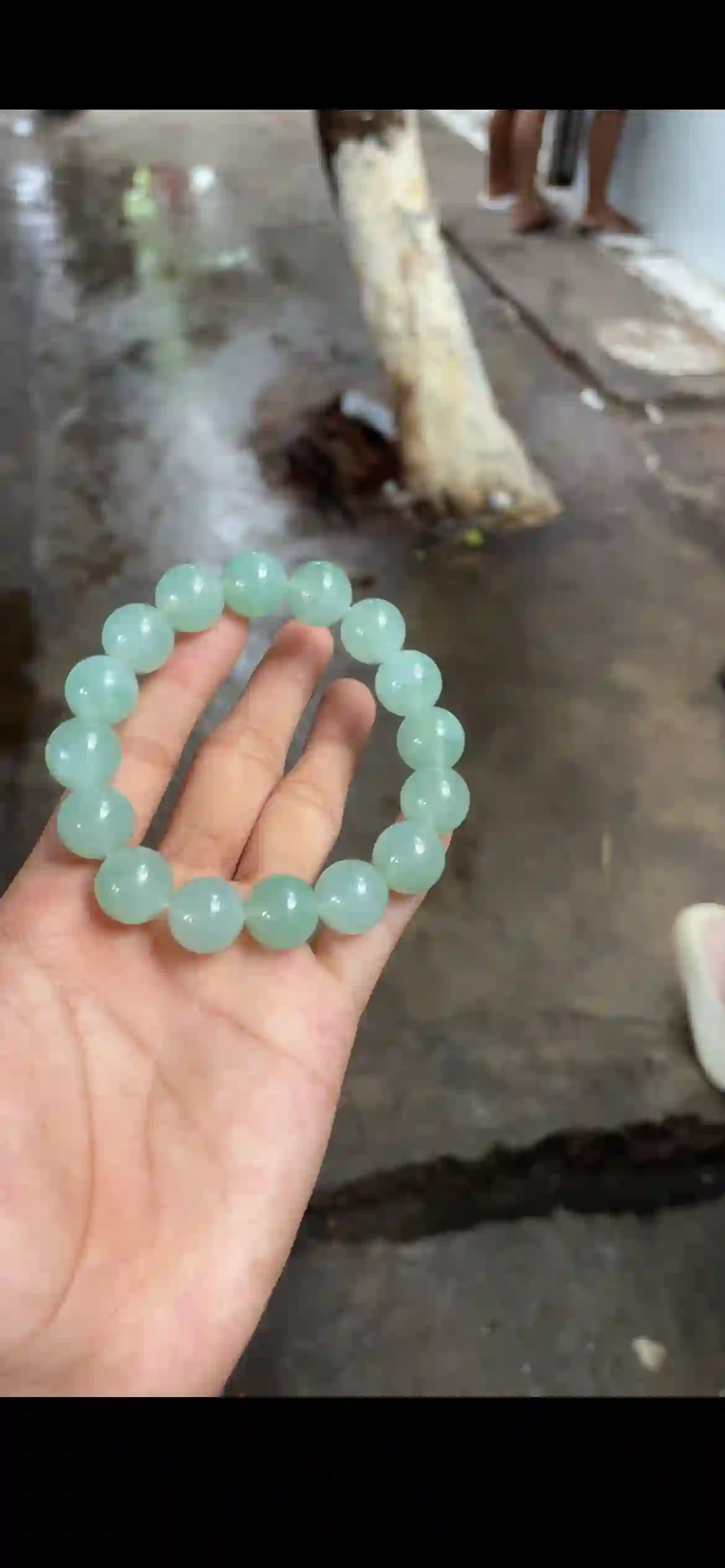 Large Bead Pale Icy Green Jade Bracelet | Myanmar Jadeite reference #25950001
