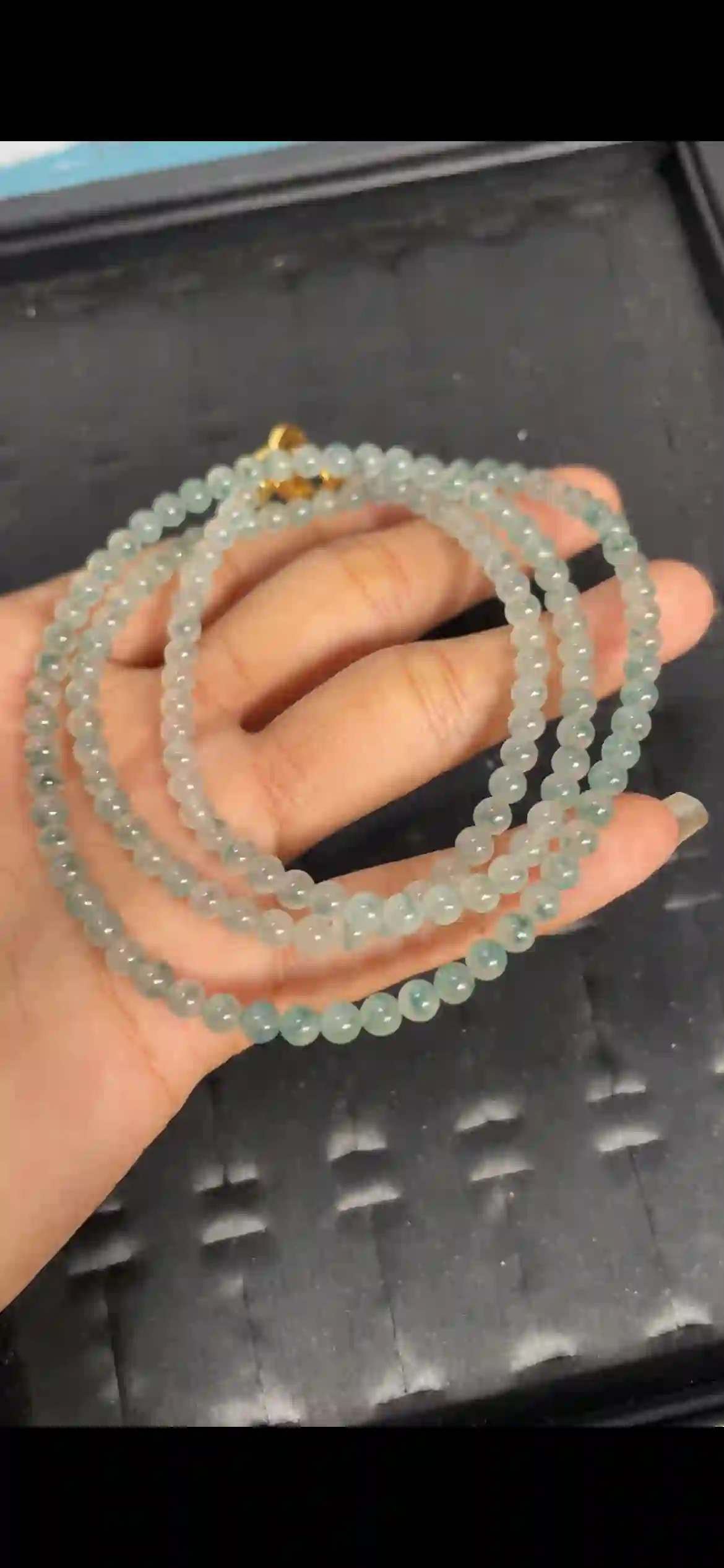   Icy Floating Green Jadeite Bead Multi-Wrap Bracelet & Necklaceda | Myanmar Jadeite reference #7950001