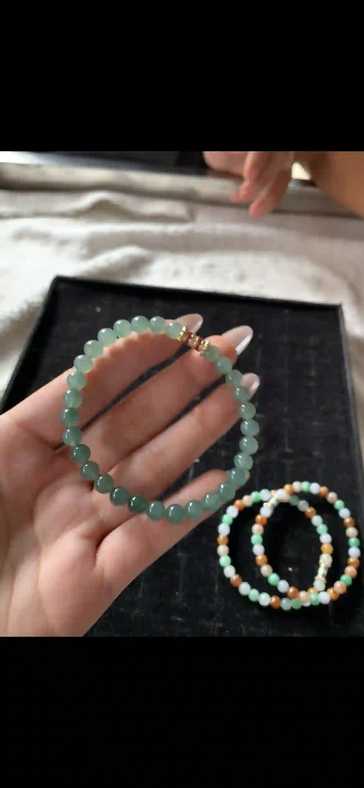Gradient Green Jade Bead Bracelet & Multicolor Bead Strand Set | Myanmar Jadeite reference #25560001