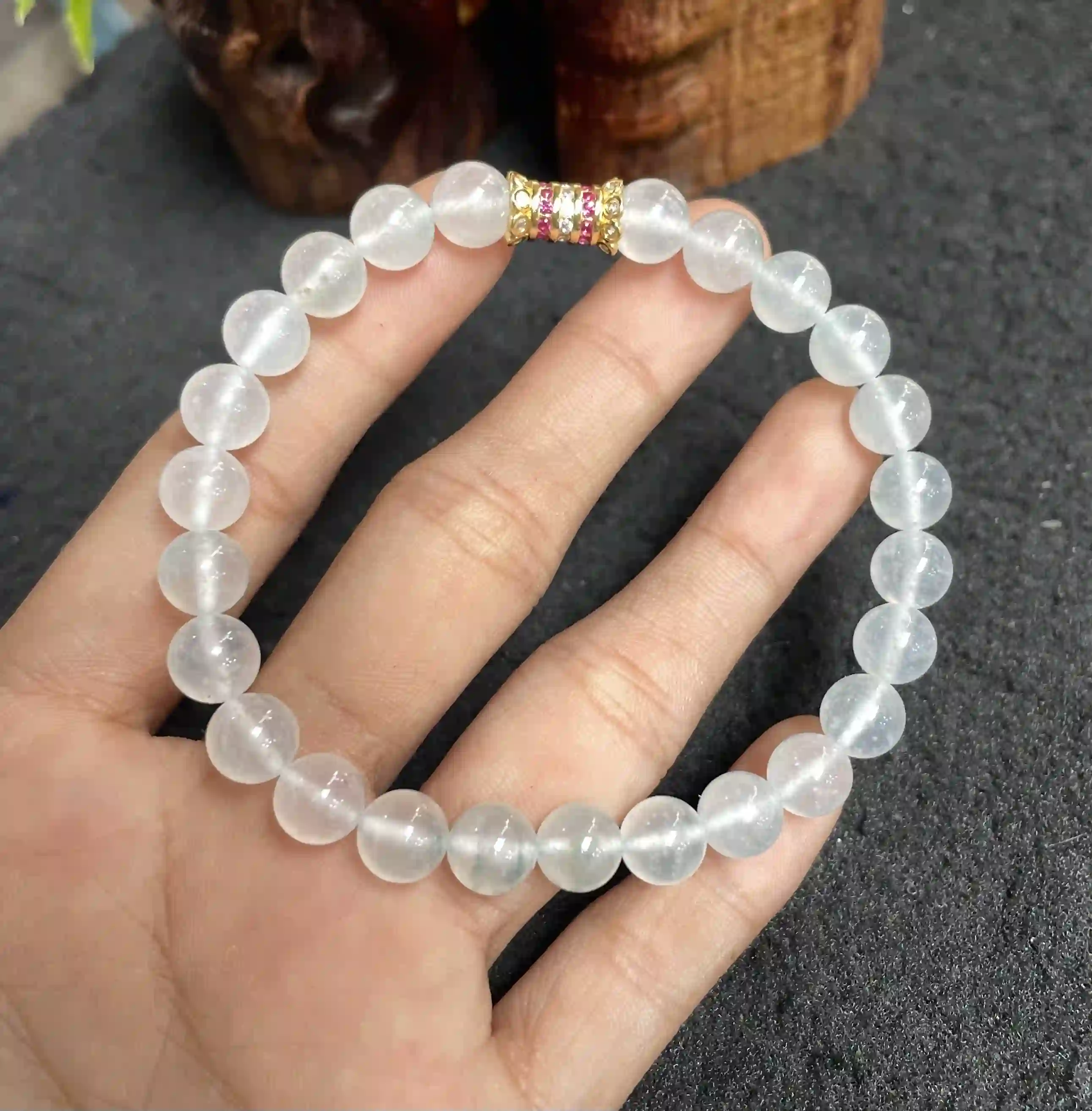 Natural White Jade Bracelet | Myanmar Jadeite reference #60004