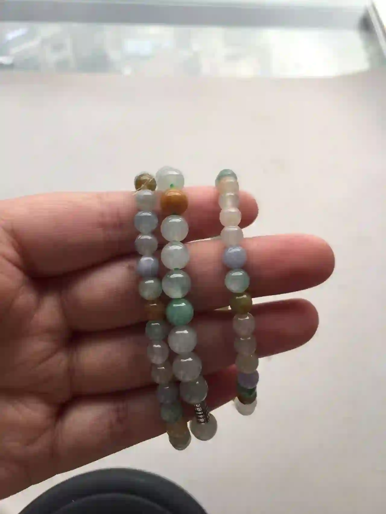 Natural Multicolor Jade Bead Bracelet, view 2 | Myanmar Jadeite reference #2040001