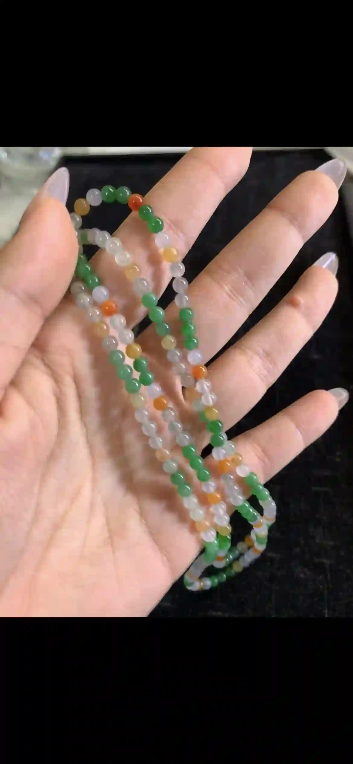 Multicolored Natural Jadeite Bead Necklace / Long Multi‑strand Bracelet | Myanmar Jadeite reference #26220001