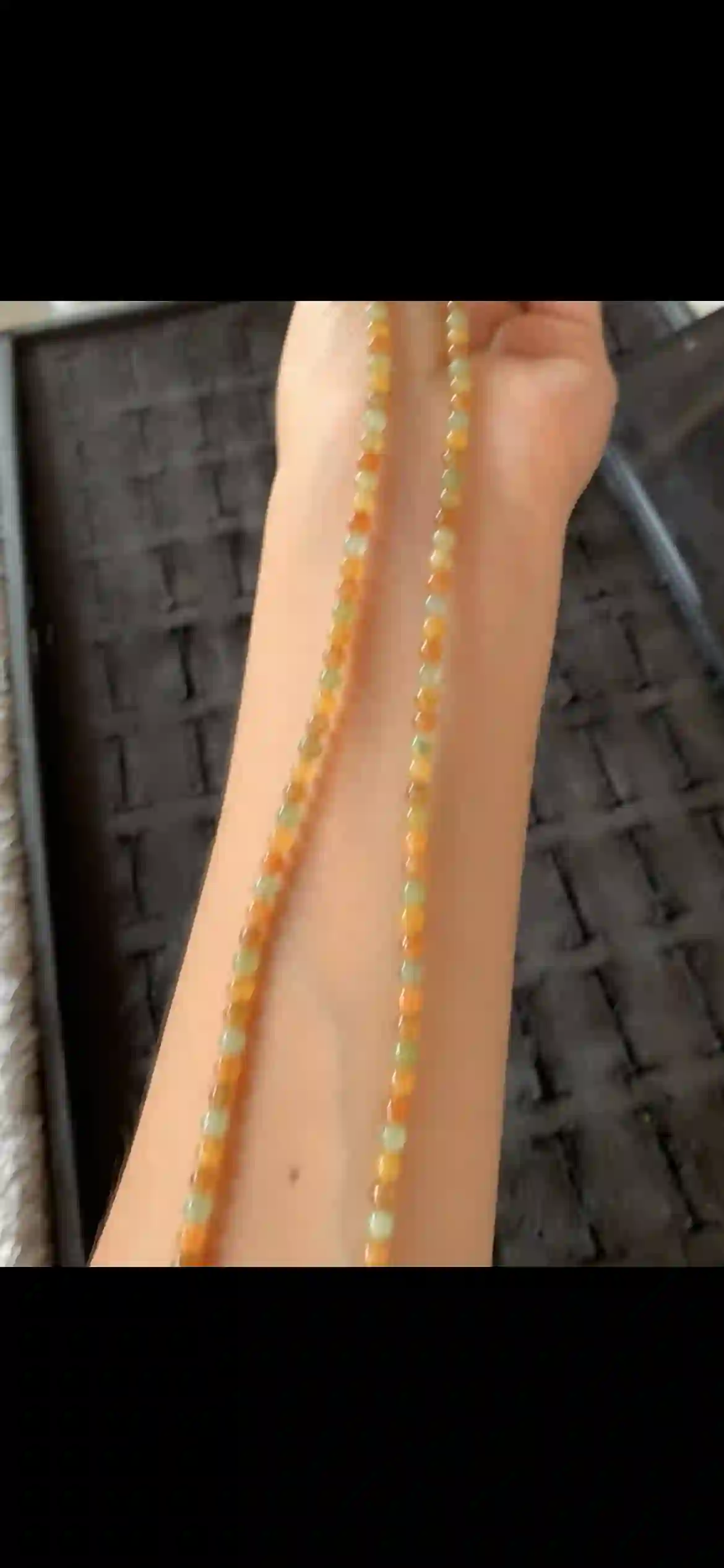 Sunset Gradient Jade Beaded Necklace — Golden Yellow & Orange Fine Beads | Myanmar Jadeite reference #27270001