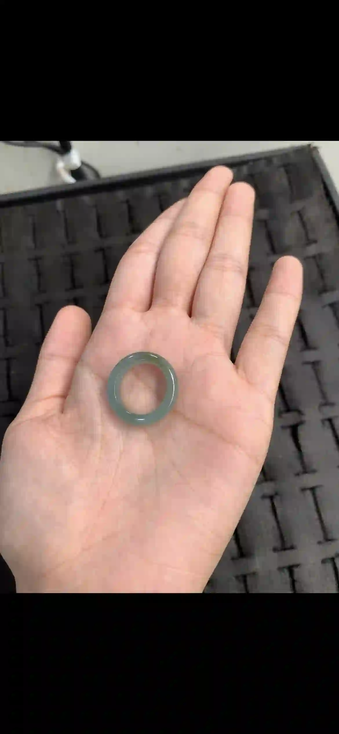 Icy Olive Green Jadeite Band Ring | Myanmar Jadeite reference #11400001