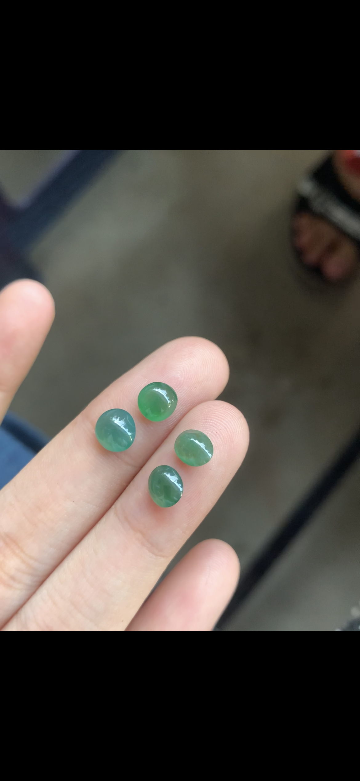 Four Oval Cabochon Jade Gemstones — Natural Green & Teal Jade Loose Stones