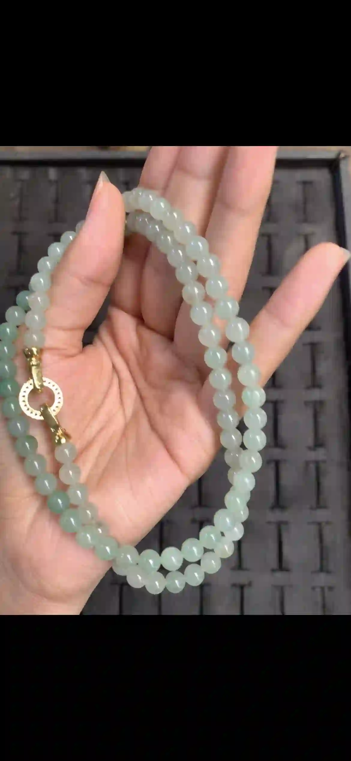 Gradient Icy Celadon Jadeite Bead Double-Strand Bracelet | Myanmar Jadeite reference #16290001