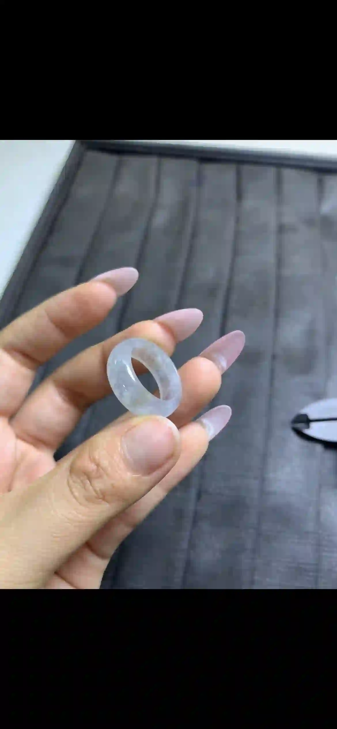 Icy Translucent Natural Jadeite Band Ring | Myanmar Jadeite reference #10920001