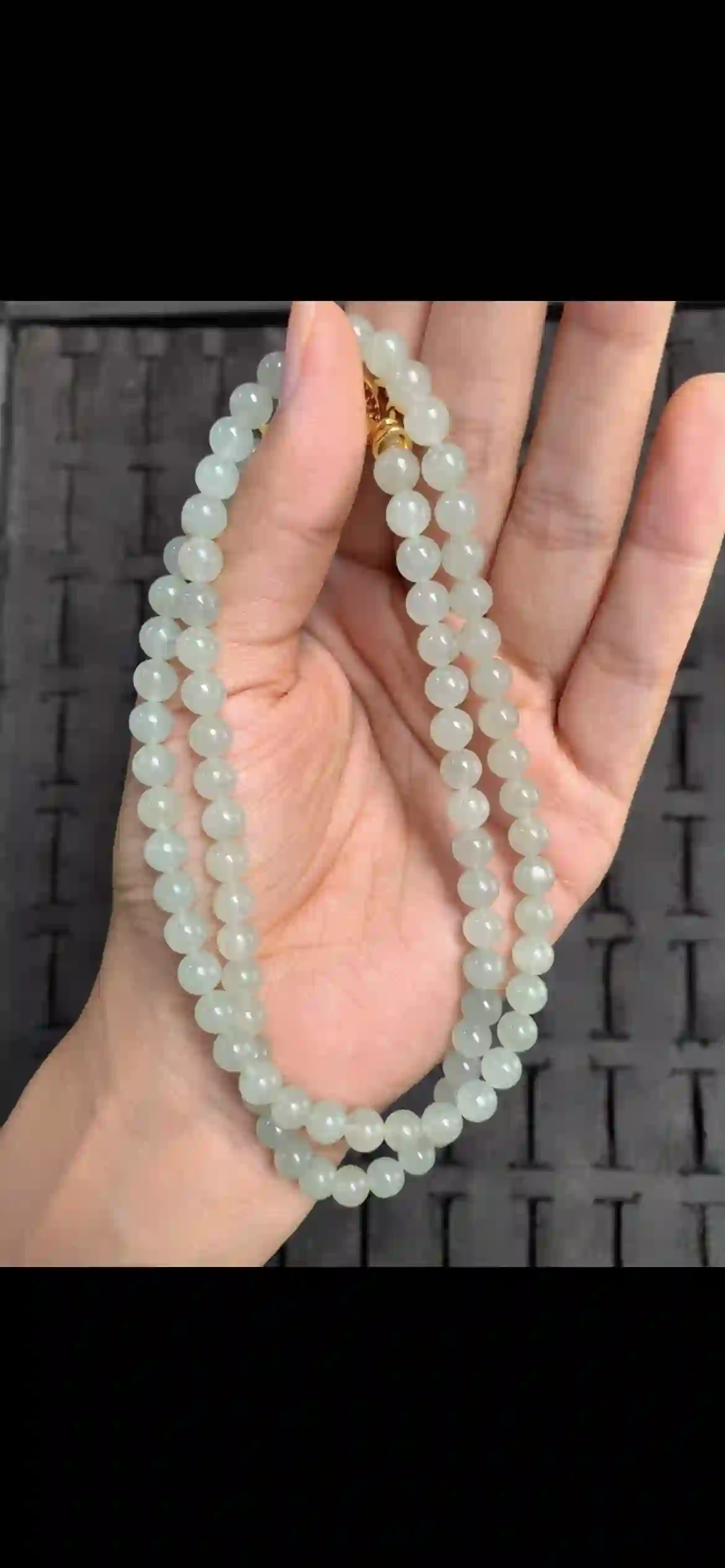 High-Clarity Icy Pale Celadon Jadeite Bead Double-Strand Bracelet, view 2 | Myanmar Jadeite reference #16320001
