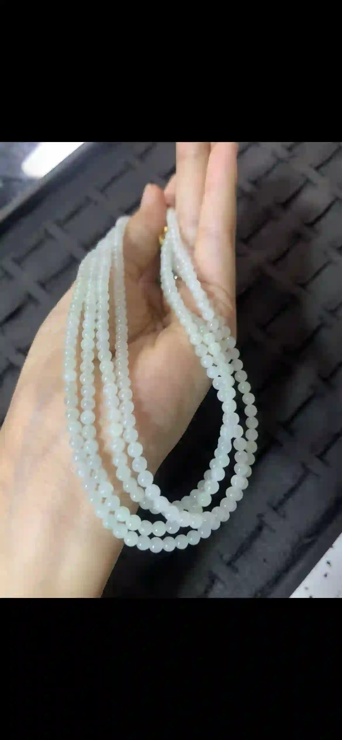 Fine Icy Pale Jadeite Multi‑Strand Bead Necklace, view 2 | Myanmar Jadeite reference #26580001