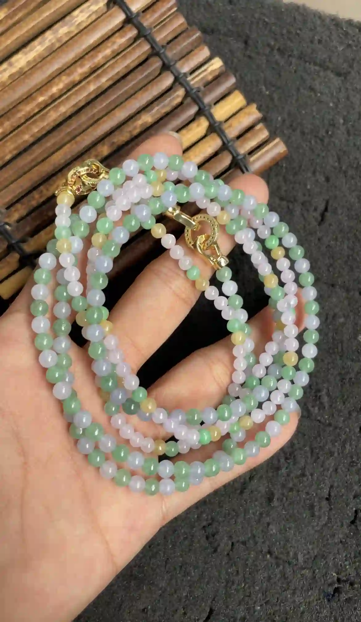 Multicolor Pastel Jade Multi-Strand Necklace, view 2 | Myanmar Jadeite reference #2730007