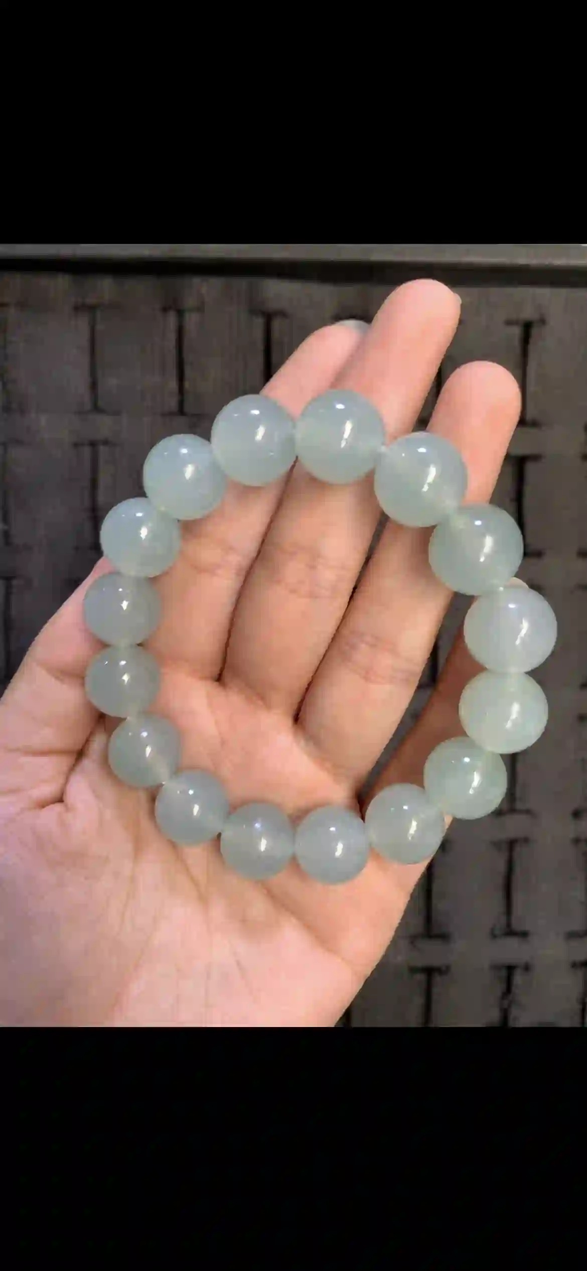 Large Bead Icy Pale Blue Jadeite Bracelet | Myanmar Jadeite reference #15390001