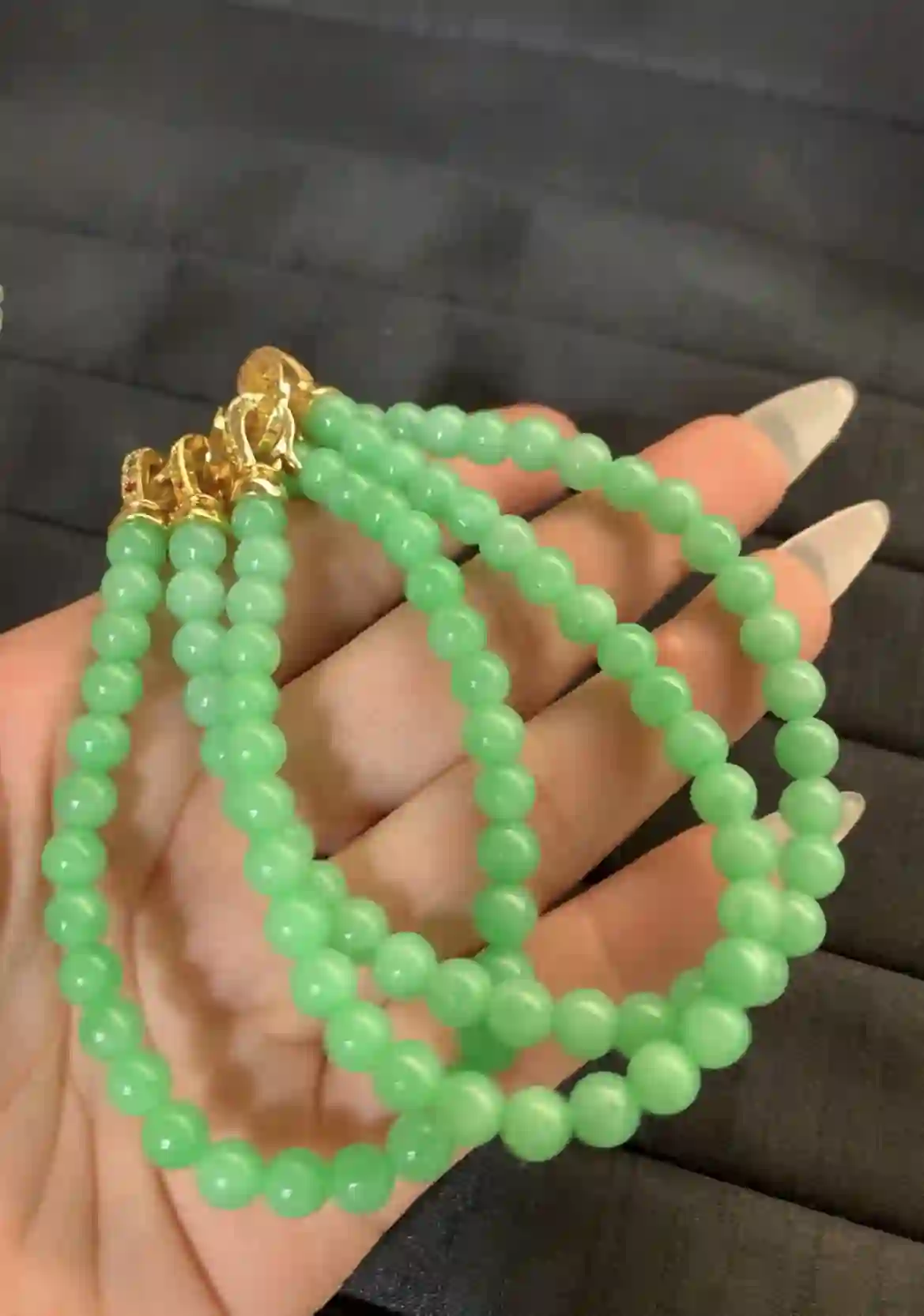 Natural Apple Green Jade Bead Necklace | Myanmar Jadeite reference #1800005