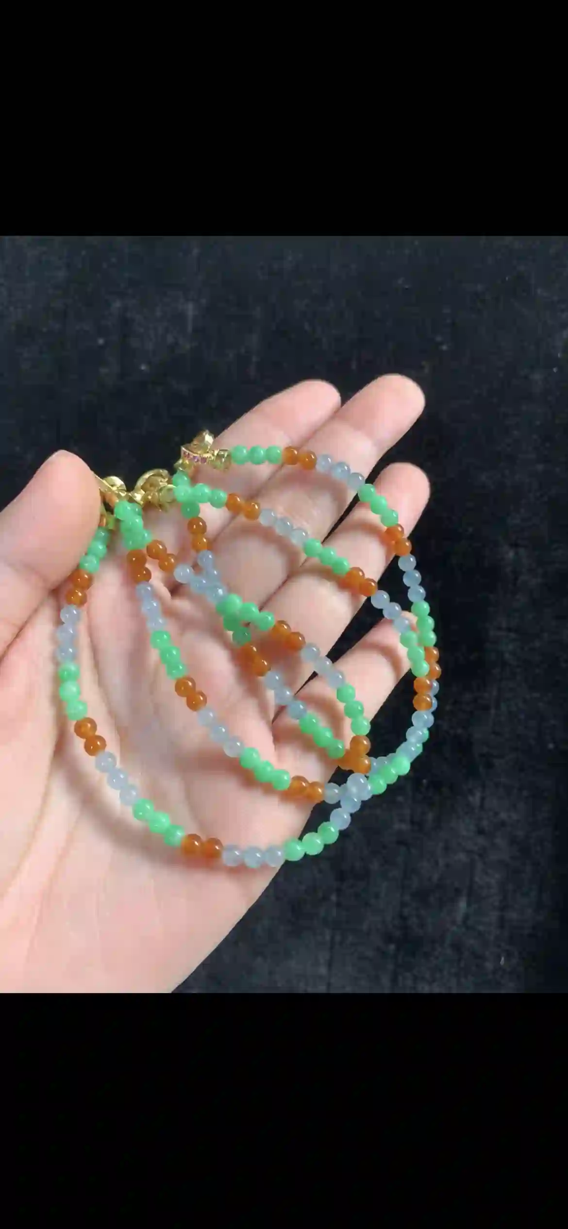 Tri-Color Harmony Jade Long Necklace — Multi-Wear Wrap Design | Myanmar Jadeite reference #35790001