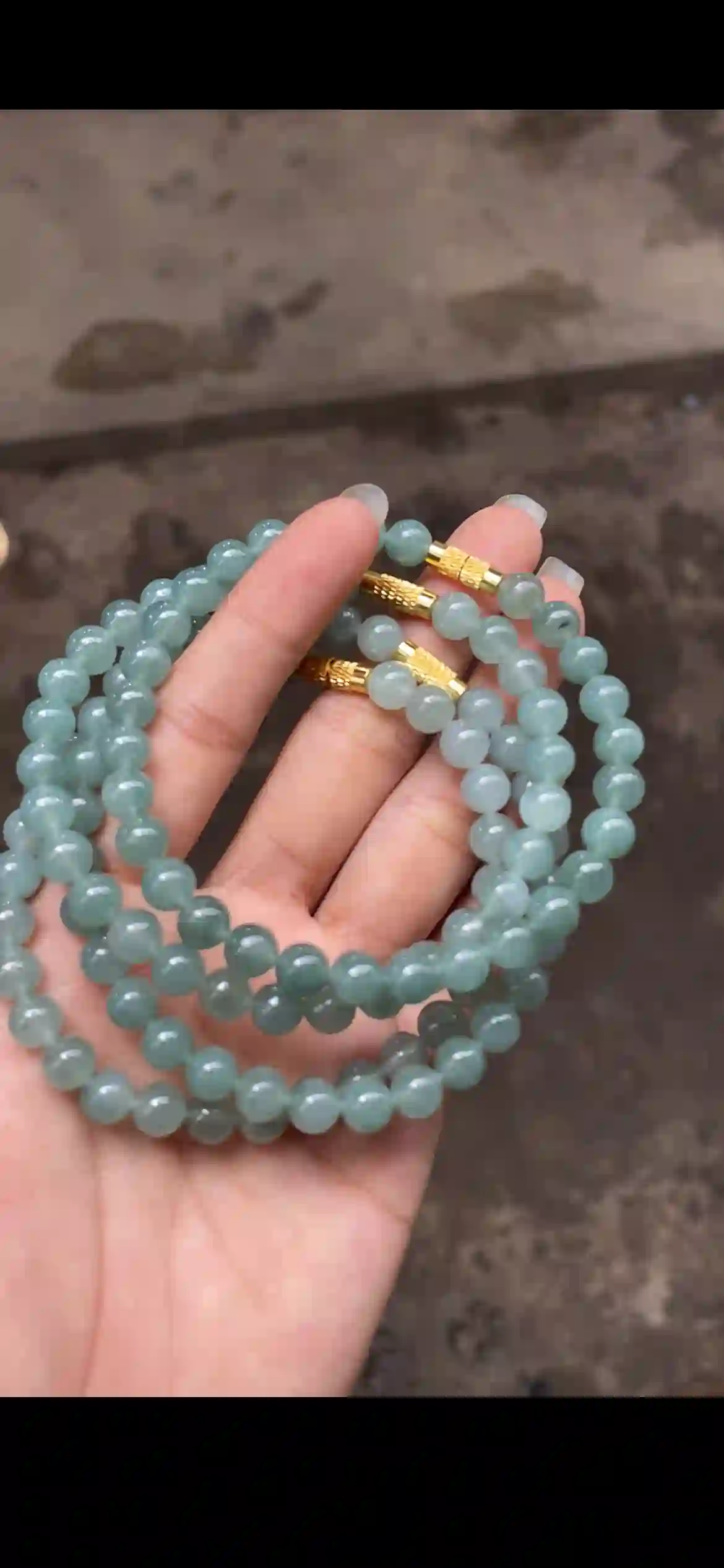 Icy Blue-Green Jadeite Bead Multi-Strand Set, view 2 | Myanmar Jadeite reference #15930001
