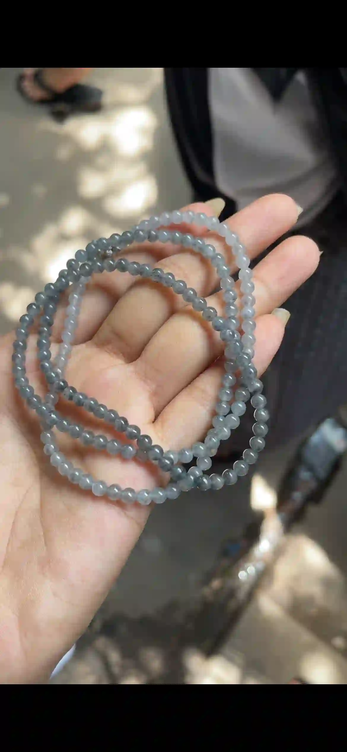Icy Black Water Jadeite Bead Multi-Wrap Bracelet & Necklace | Myanmar Jadeite reference #7650001
