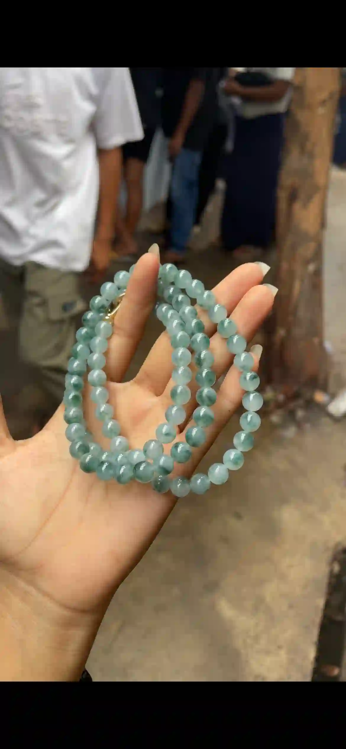 Icy Floating Blue-Green Jadeite Multi-Wrap Bracelet & Necklace, view 2 | Myanmar Jadeite reference #8580001