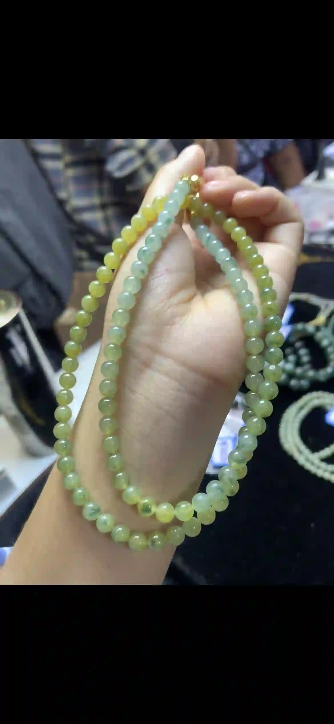 Sunset Gradient Green & Yellow Jadeite Bead Necklace, view 2 | Myanmar Jadeite reference #15030001