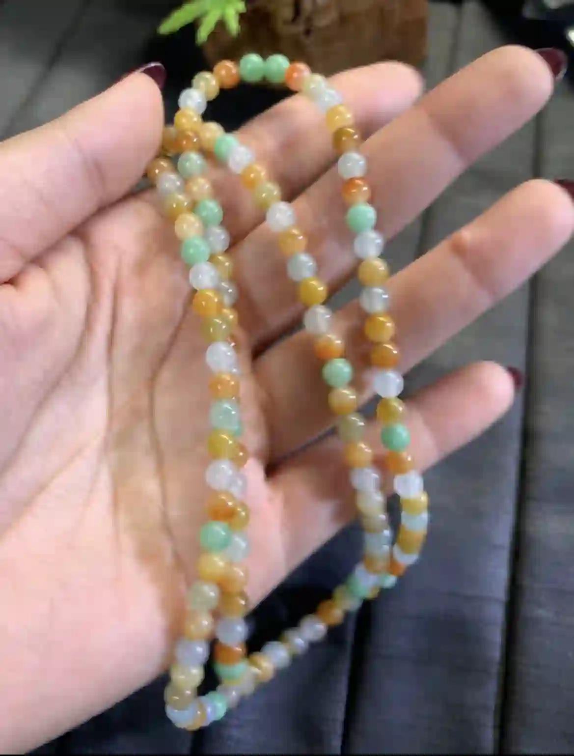 Multicolor Pastel Jade Bead Necklace, view 2 | Myanmar Jadeite reference #2790008