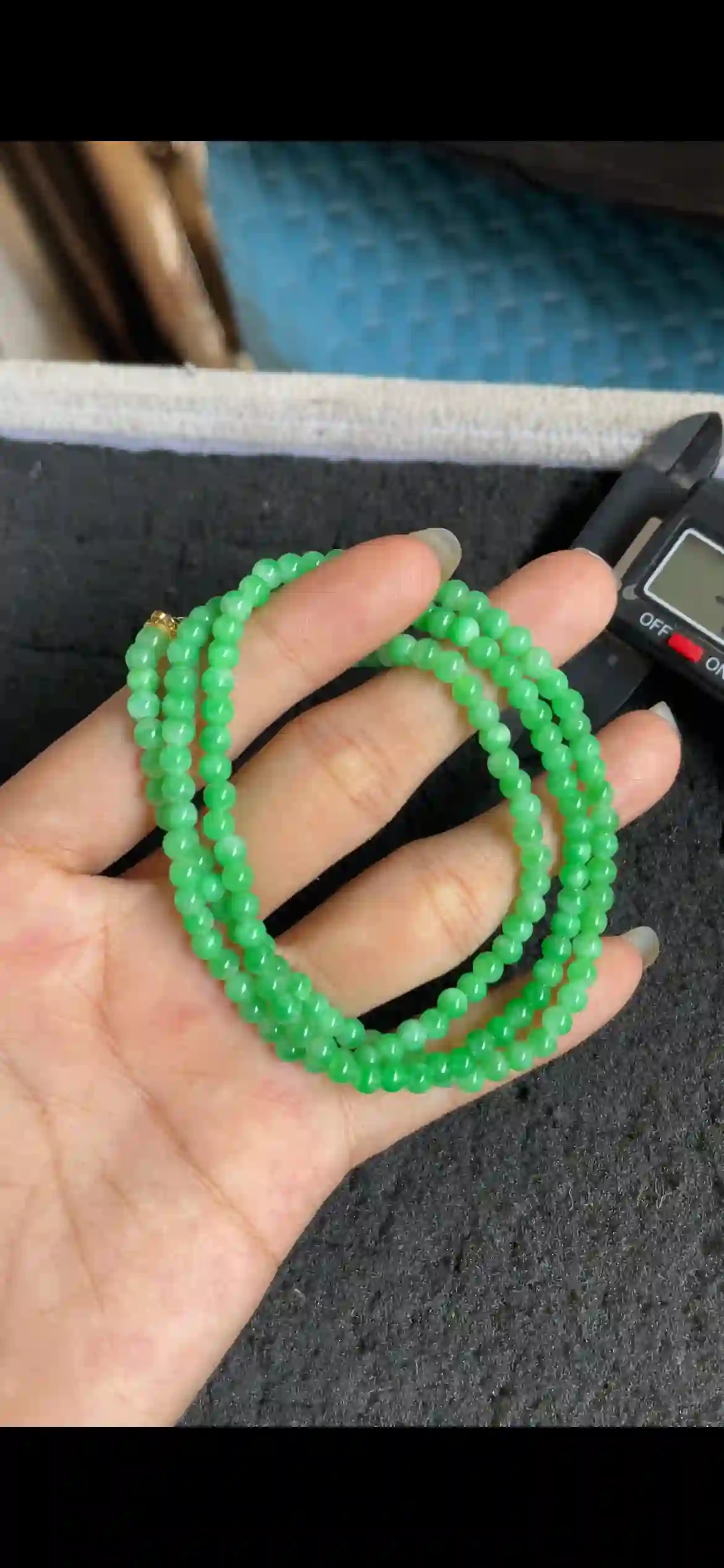   Vibrant Green Jade Bead Necklace, Multi-Layer Design | Myanmar Jadeite reference #5790001