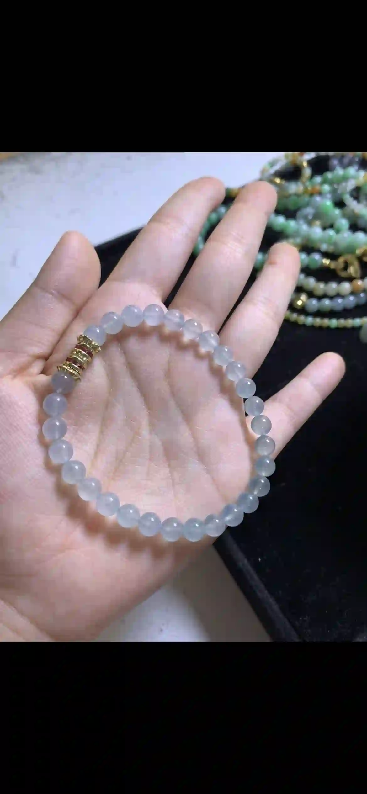 High-Clarity Icy Pale Lavender Jadeite Bead Bracelet, view 2 | Myanmar Jadeite reference #16950001