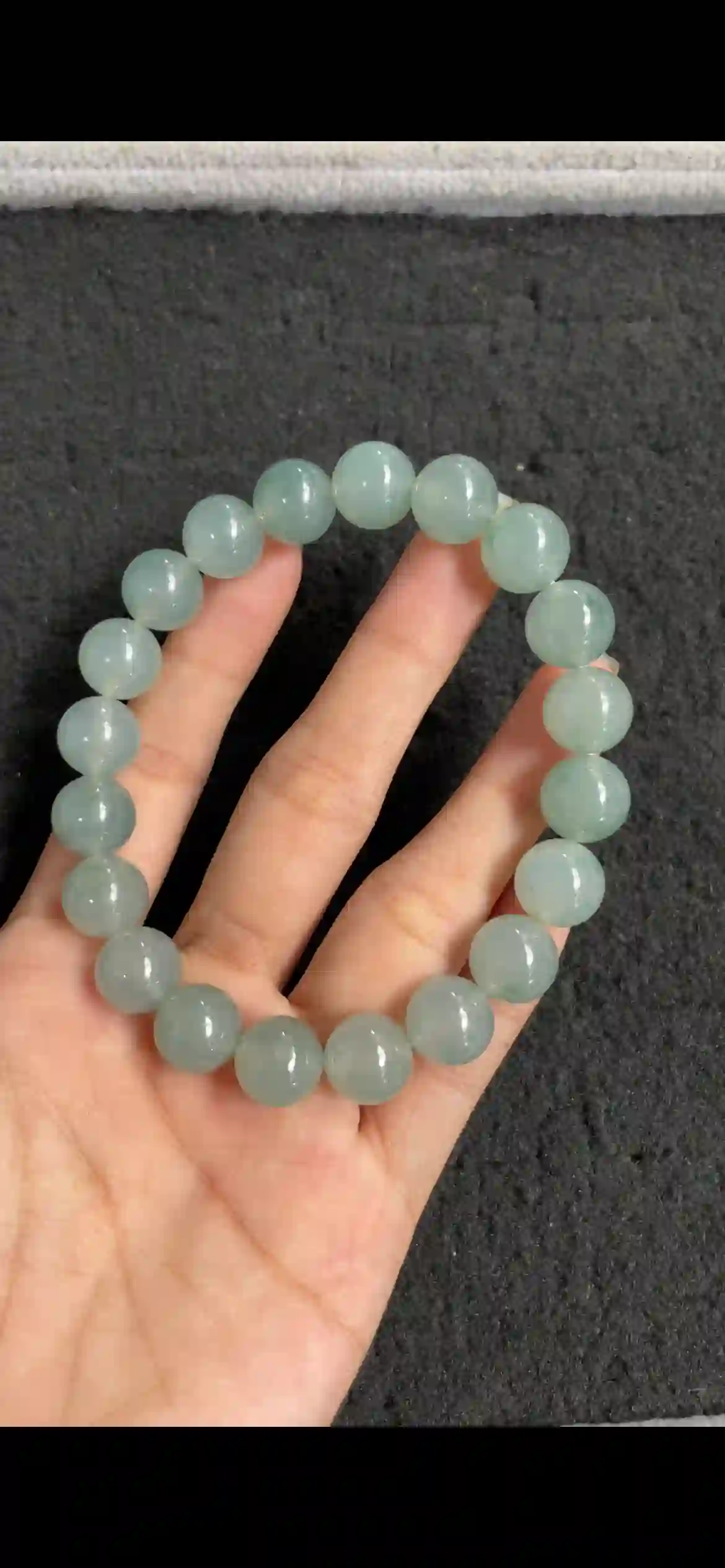 Uniform Icy Pale Celadon Jadeite Bead Bracelet | Myanmar Jadeite reference #9510003