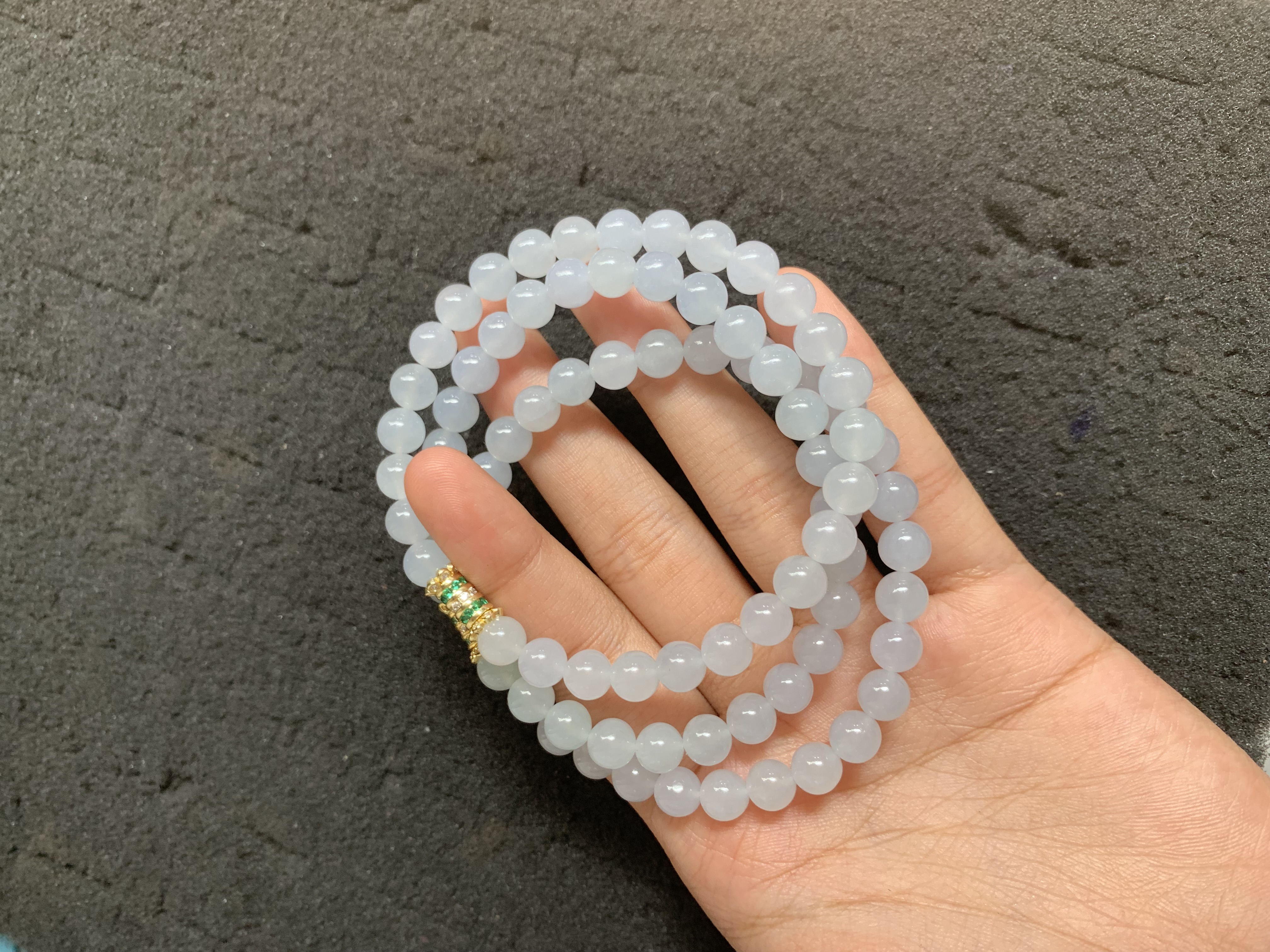 Icy White Jade Bead Bracelet - Burmese Jadeite Type A from Hpakant, Myanmar | Myanmar Jadeite