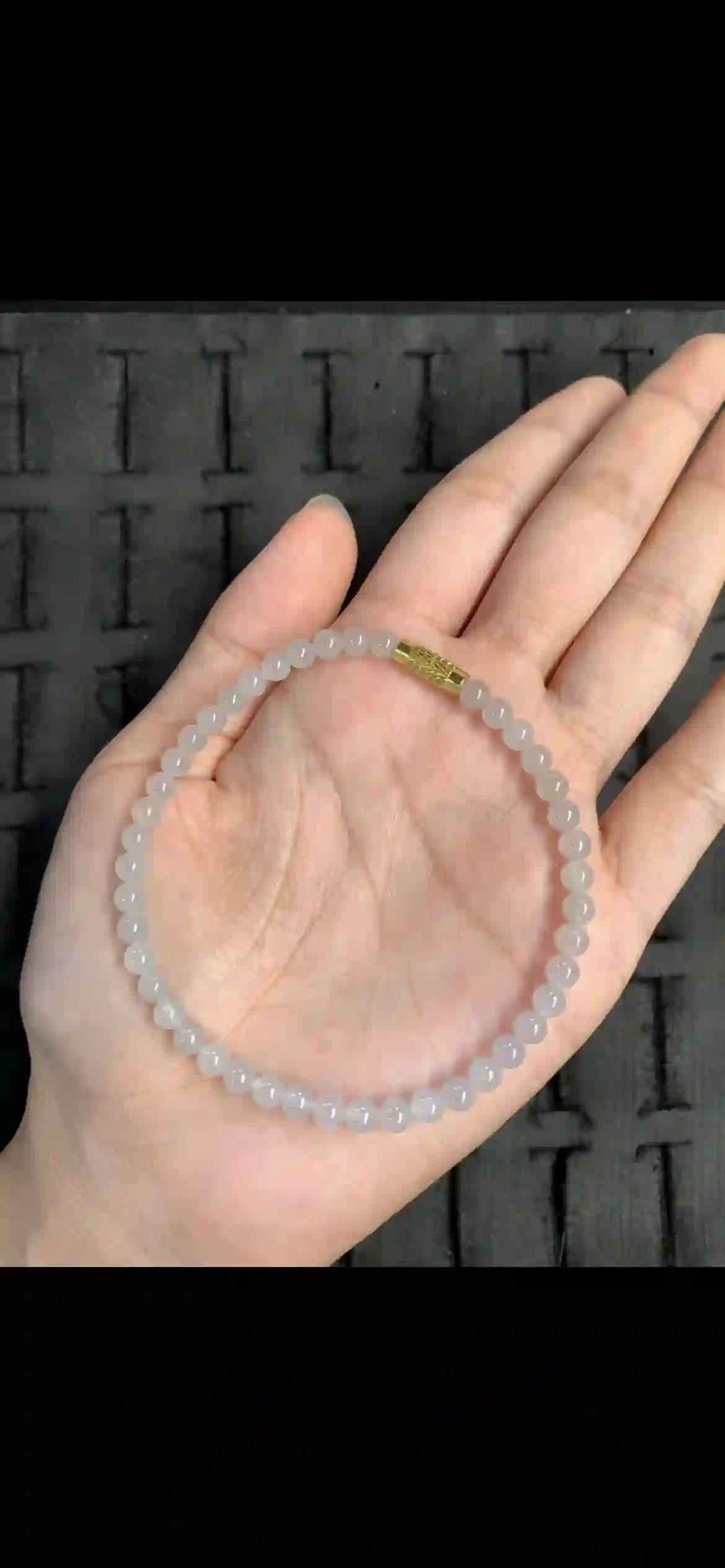 Icy Milky White Jadeite Dainty Single‑Wrap Bracelet, view 2 | Myanmar Jadeite reference #12990001