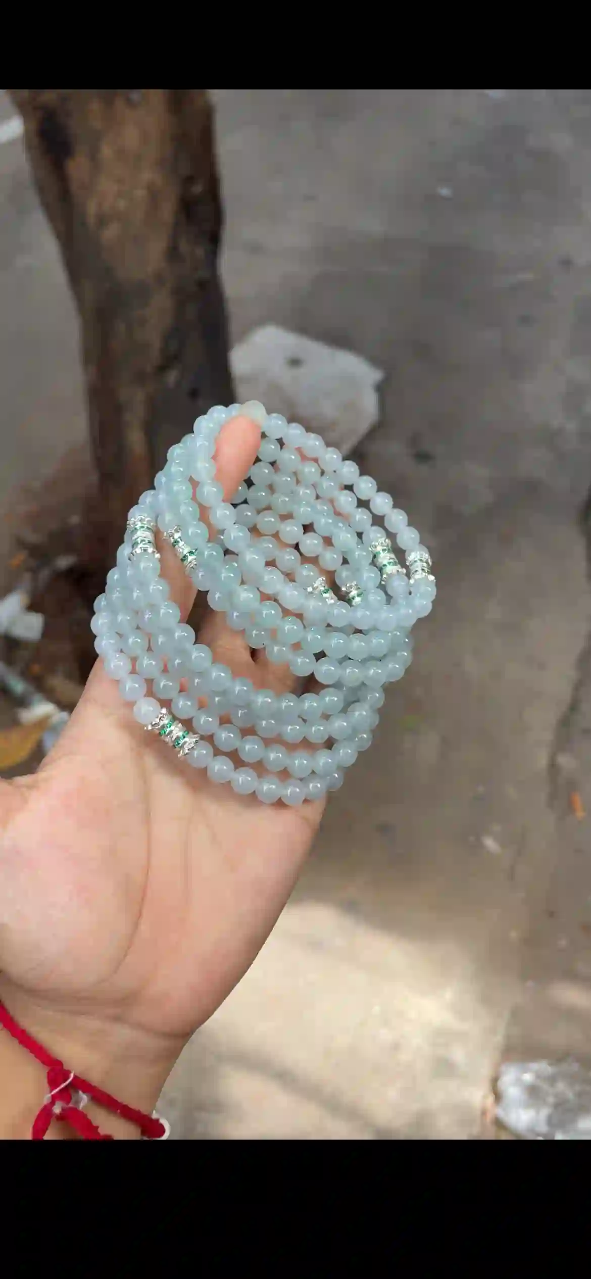 Icy Pale Blue Jade Beaded Multi-Wrap Bracelet with Gemstone Accents | Myanmar Jadeite reference #22590001