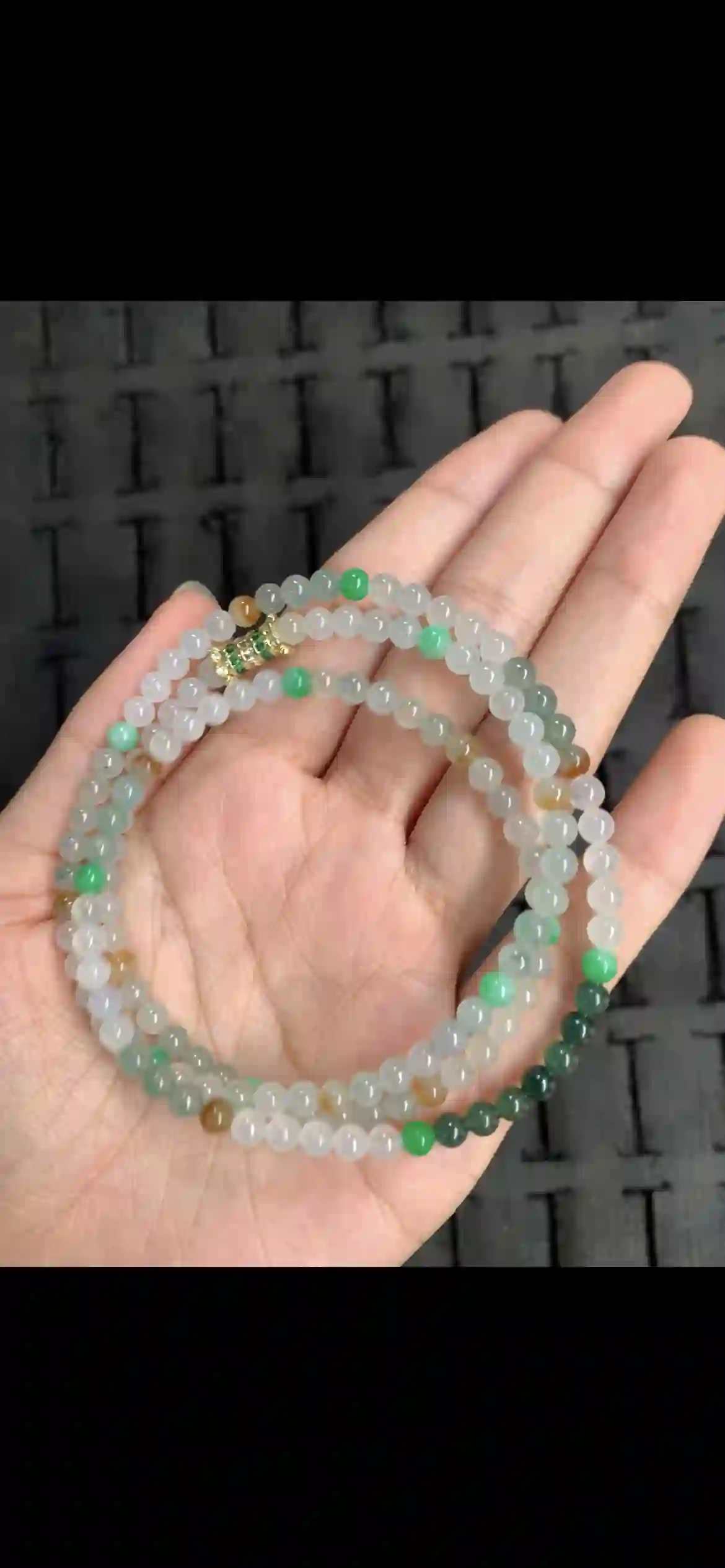 Icy Tri‑Color Jadeite Multi‑Wrap Bracelet & Necklace, view 2 | Myanmar Jadeite reference #12840001