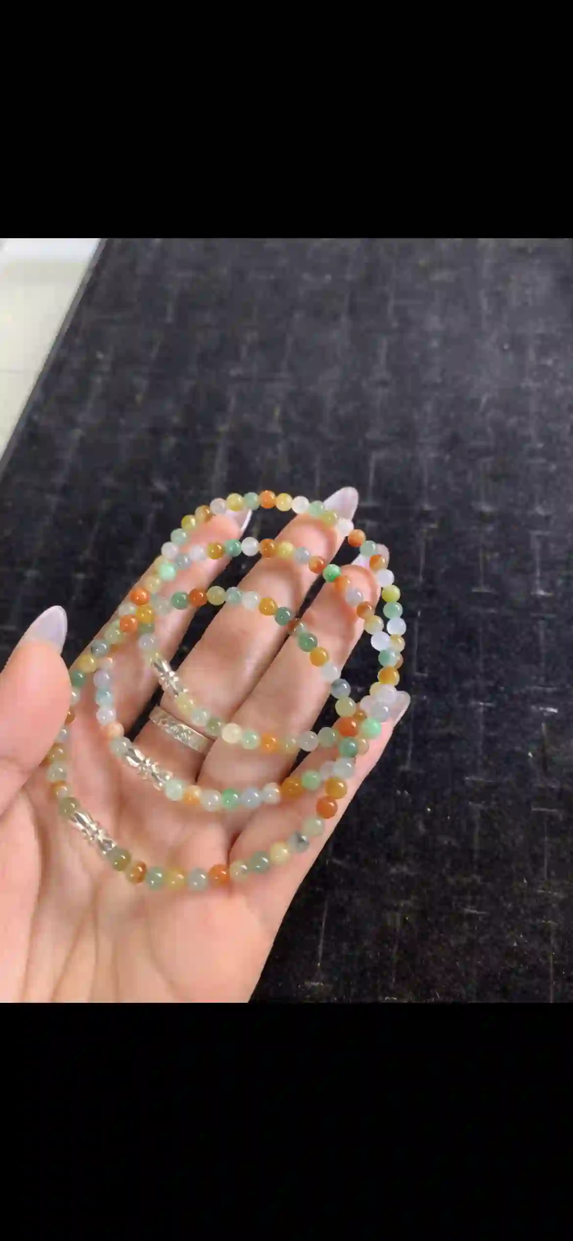 Delicate Multicolored Natural Jadeite Multi‑Wrap Bracelet / Necklace, view 2 | Myanmar Jadeite reference #26670001