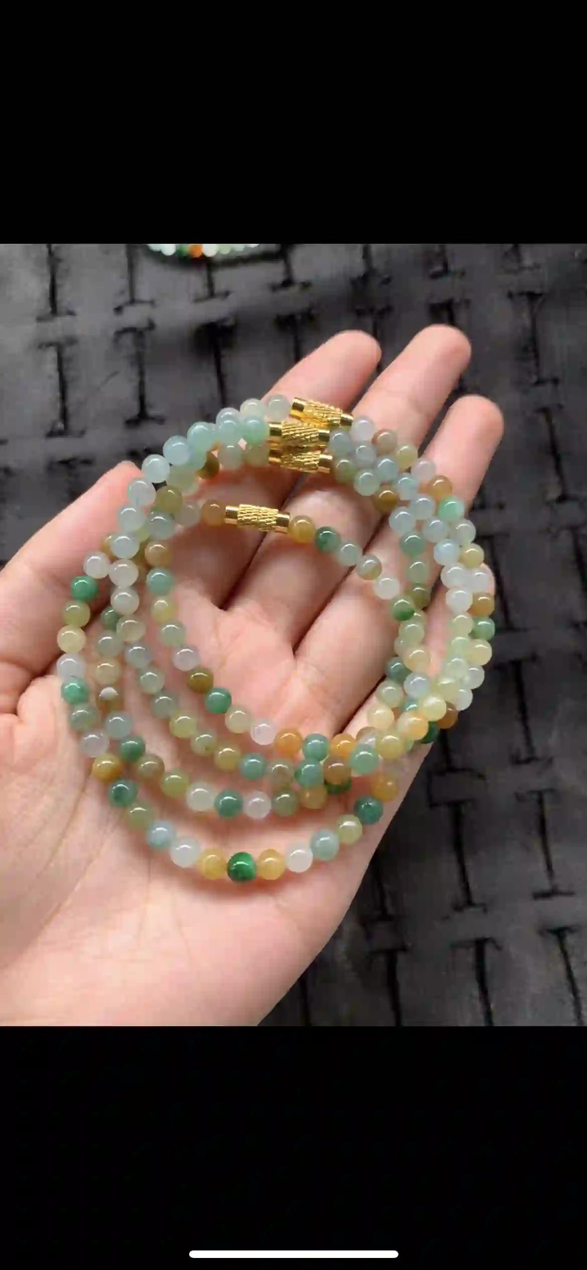 Assorted Natural Jade Bead Strand Set — Multi-Green & Honey Tones with Gold Clasps | Myanmar Jadeite reference #21120001