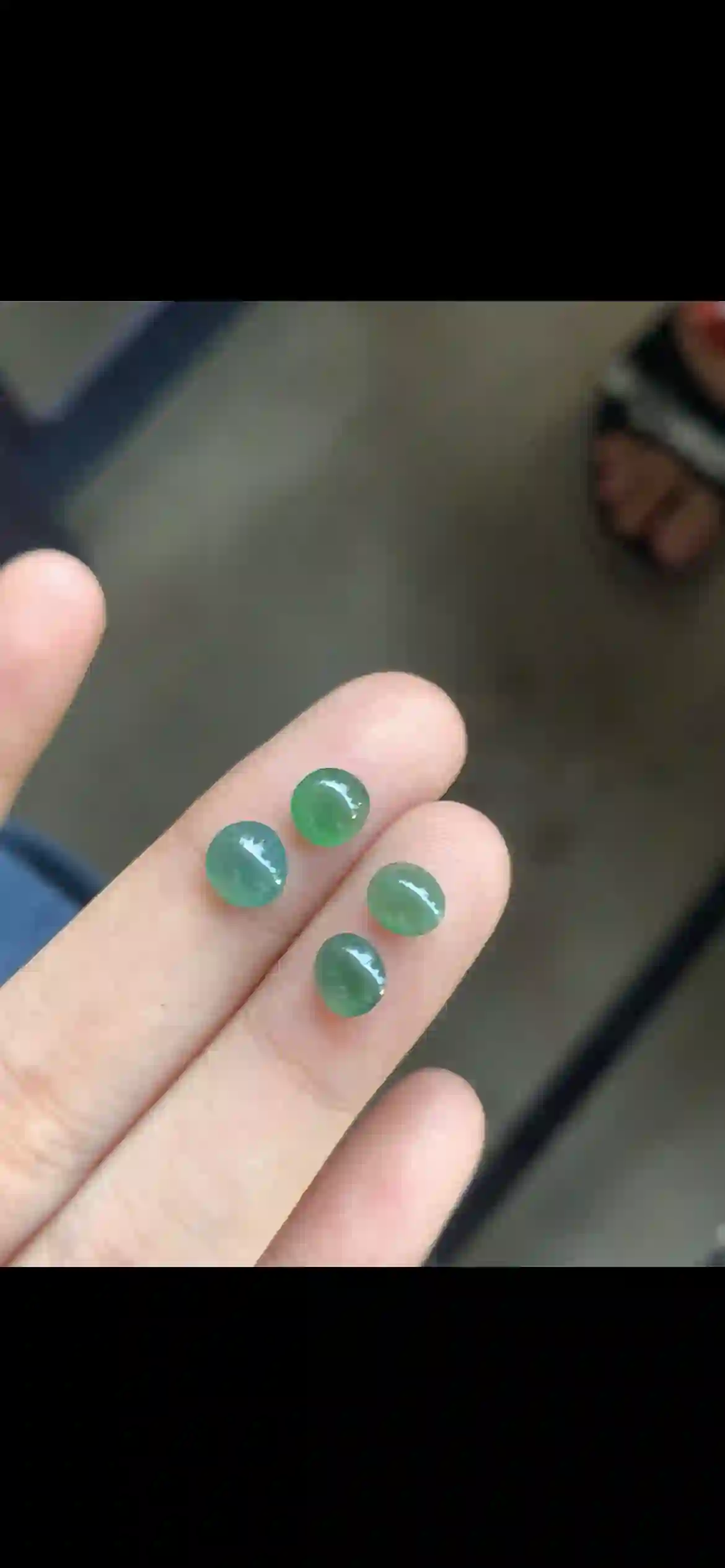 Four Oval Cabochon Jade Gemstones — Natural Green & Teal Jade Loose Stones, view 2 | Myanmar Jadeite reference #29220001