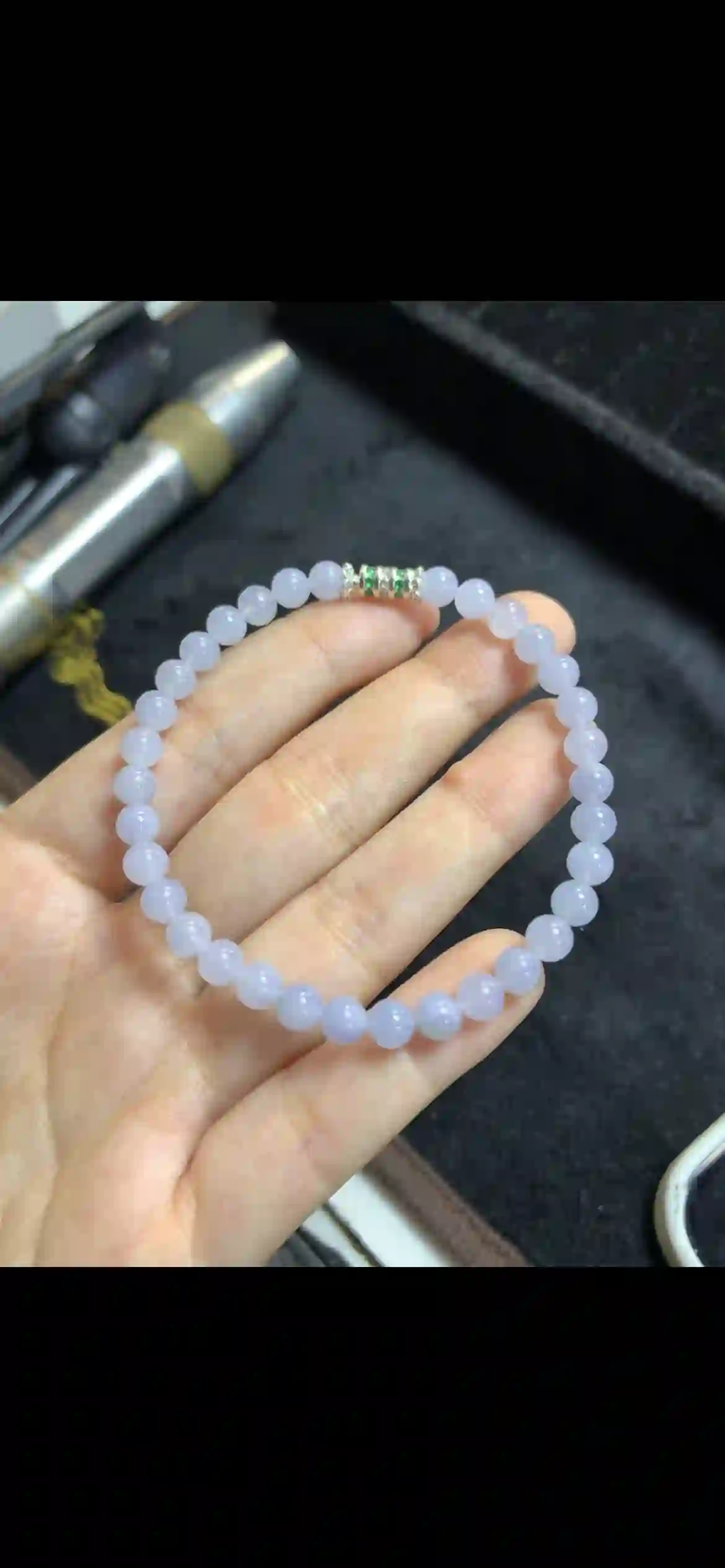 Icy Lavender Jadeite Bead Bracelet | Myanmar Jadeite reference #16770001
