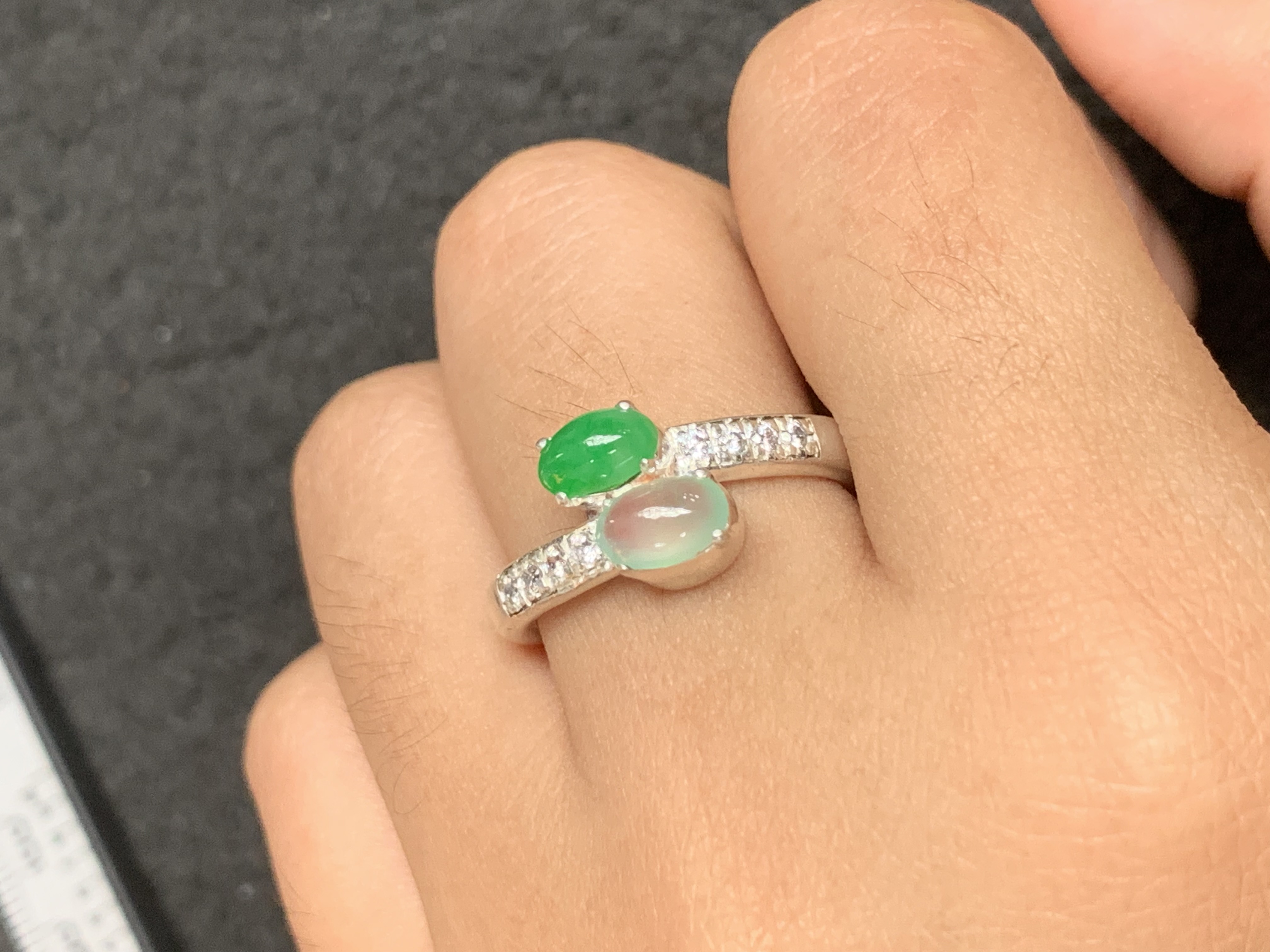 Stylish Two-Stone Ring with Sparkling Band