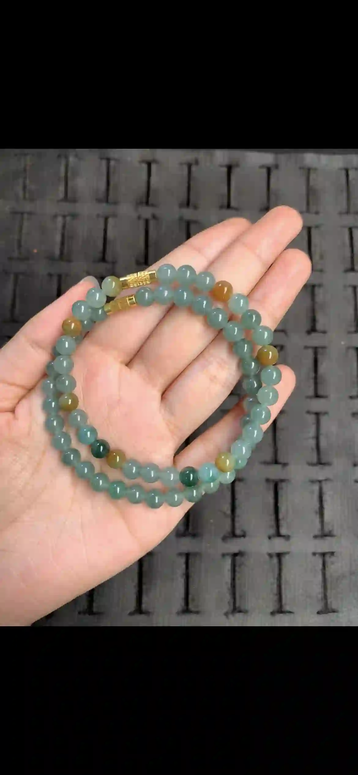 Icy Teal & Multitone Jadeite Double‑Wrap Bracelet, view 2 | Myanmar Jadeite reference #13800001