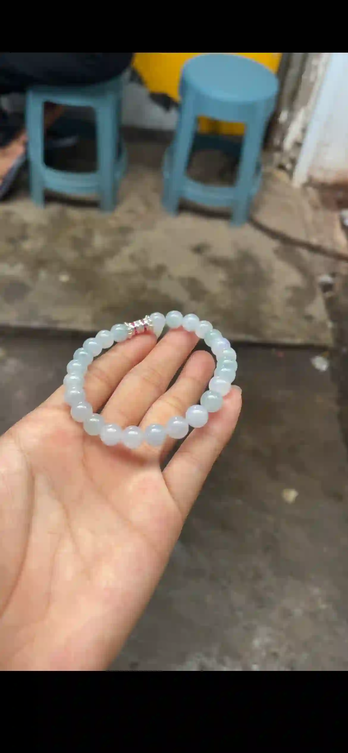 Soft Pale Multi‑Hue Jade Bead Bracelet with Silver Accent | Myanmar Jadeite reference #26100001