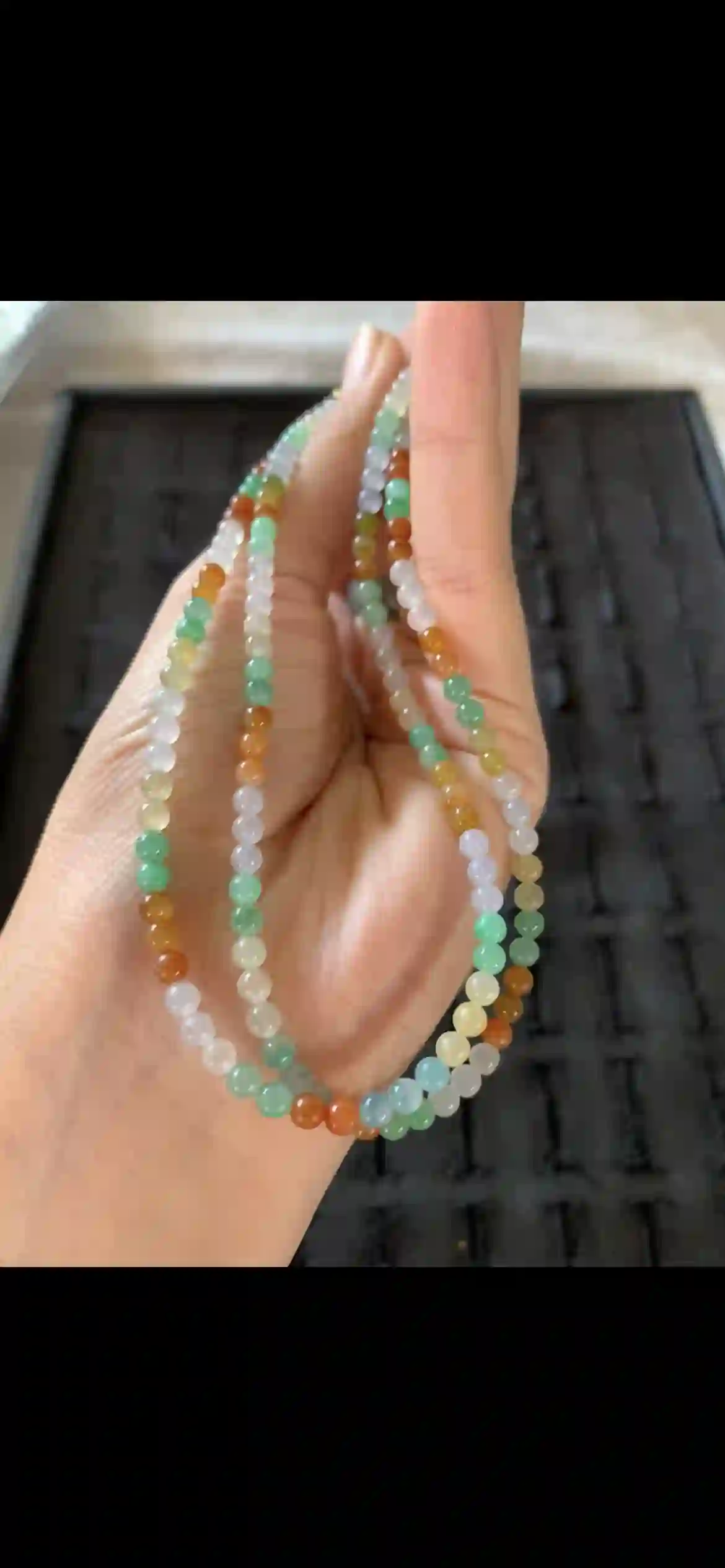 Vibrant Multi-Color Rainbow Jade Beaded Necklace, view 2 | Myanmar Jadeite reference #27300001