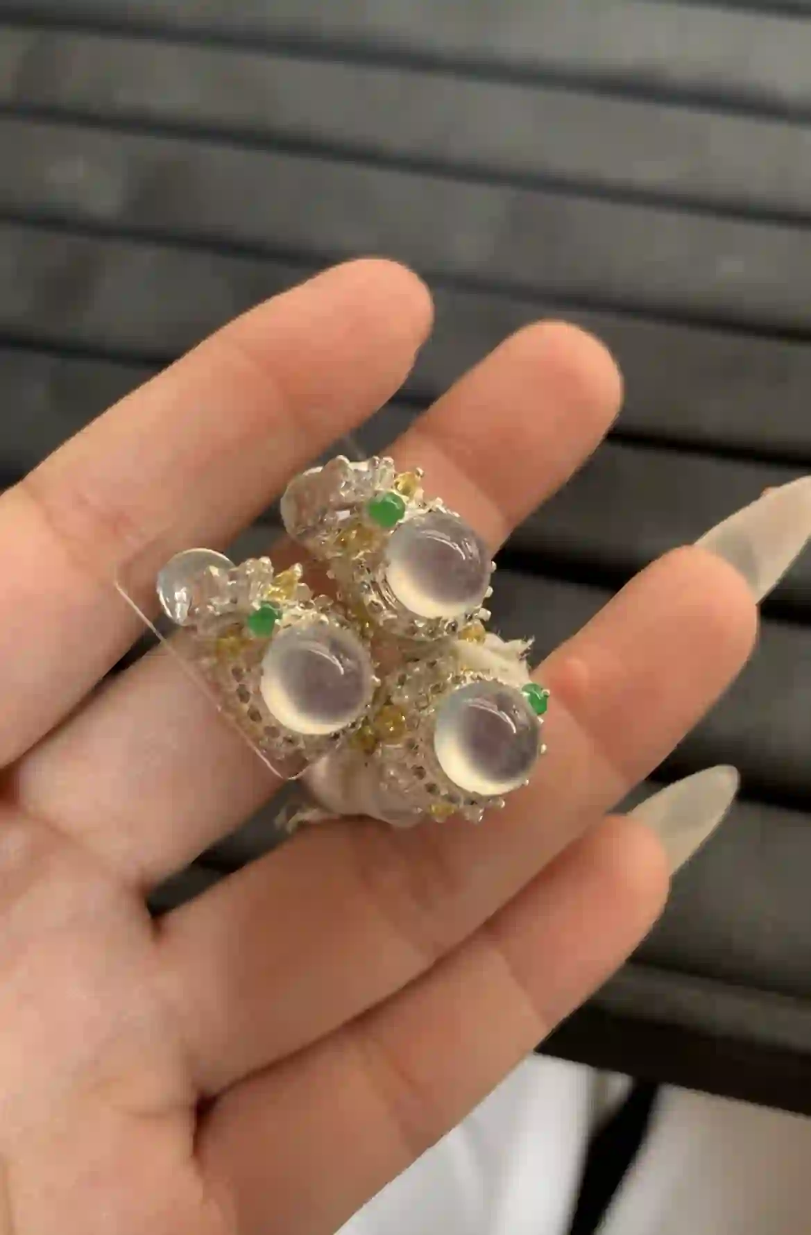 Natural Icy Translucent Jade Earrings, view 2 | Myanmar Jadeite reference #1860001