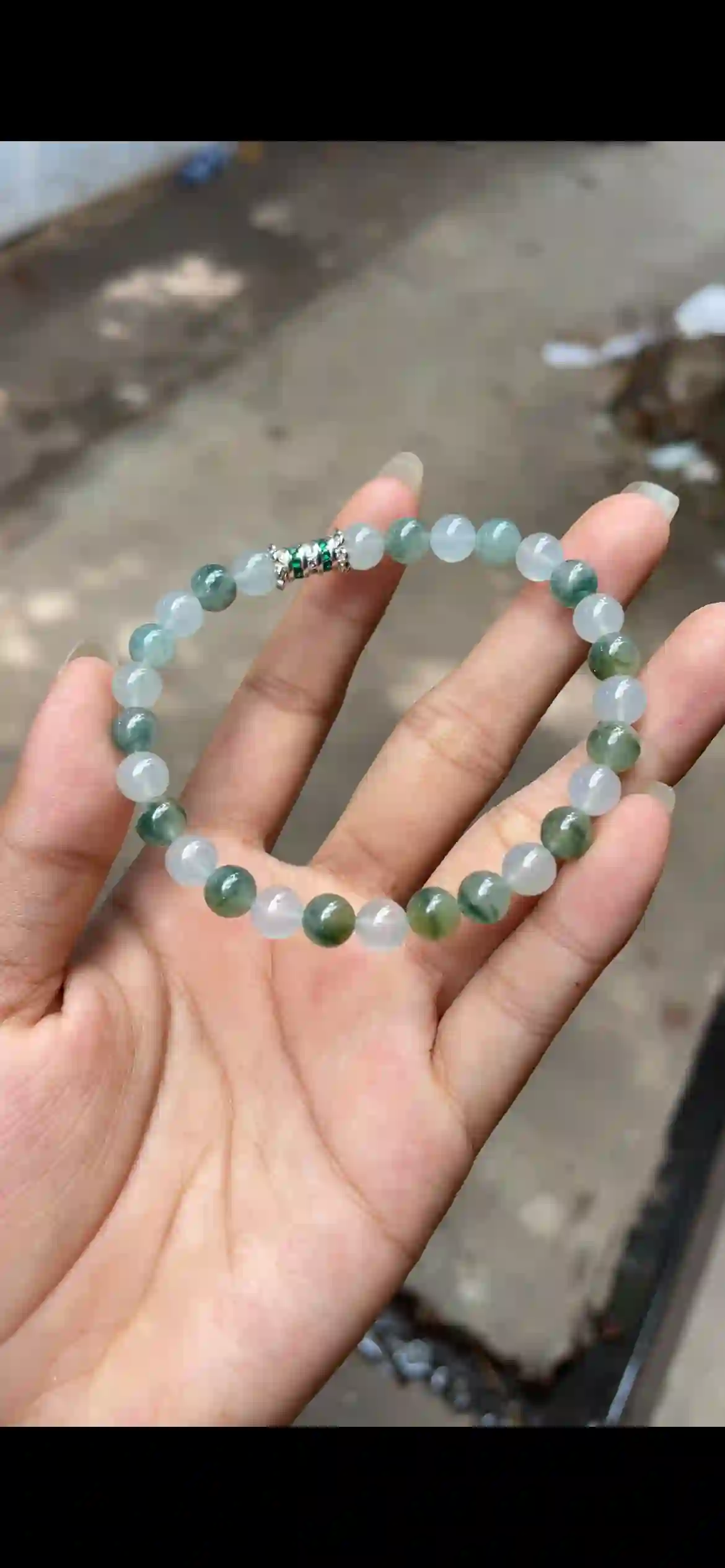 Icy Floating Blue‑Green Jadeite Single‑Strand Bracelet | Myanmar Jadeite reference #9030001