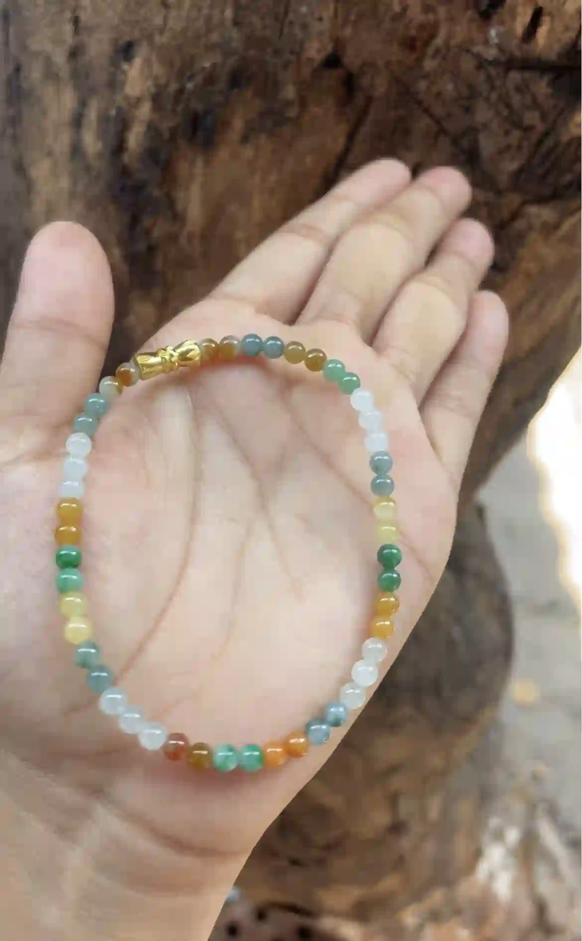 Multicolor Natural Jade Beaded Bracelet | Myanmar Jadeite reference #2280007