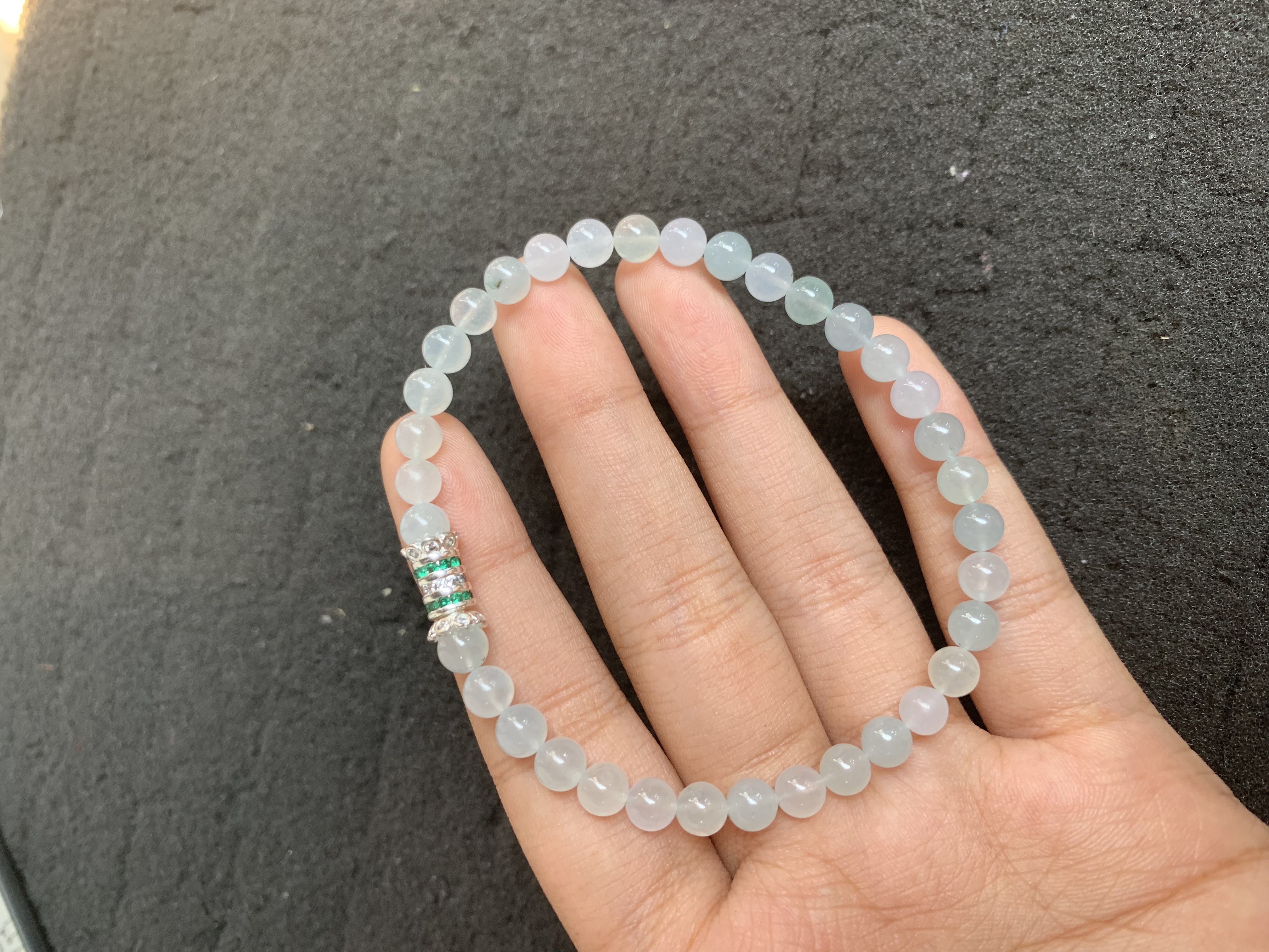 Delicate Translucent Beaded Bracelet with Embellished Accent