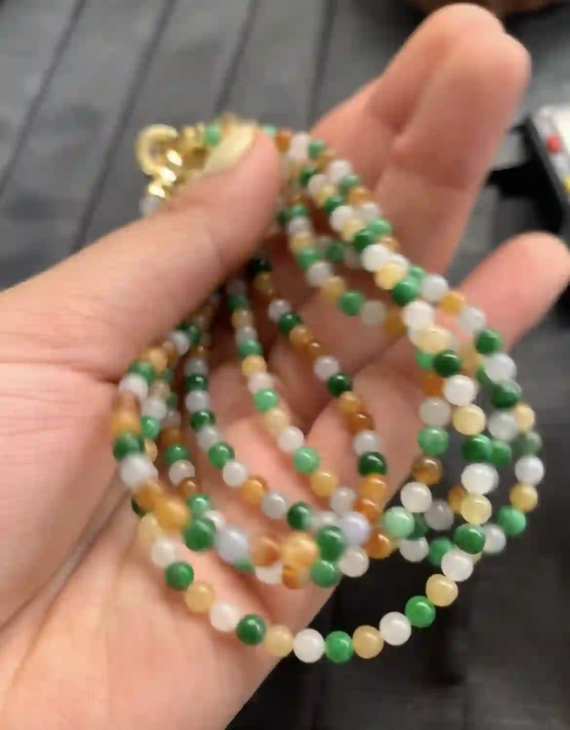 Natural Multicolor Jadeite Beaded Necklace, view 2 | Myanmar Jadeite reference #2430006